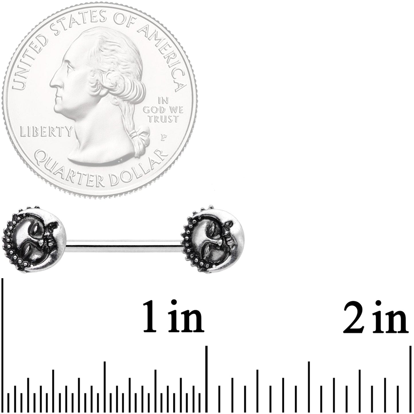 14G 9/16 Celestial Romance Sun Moon Barbell Nipple Ring Set