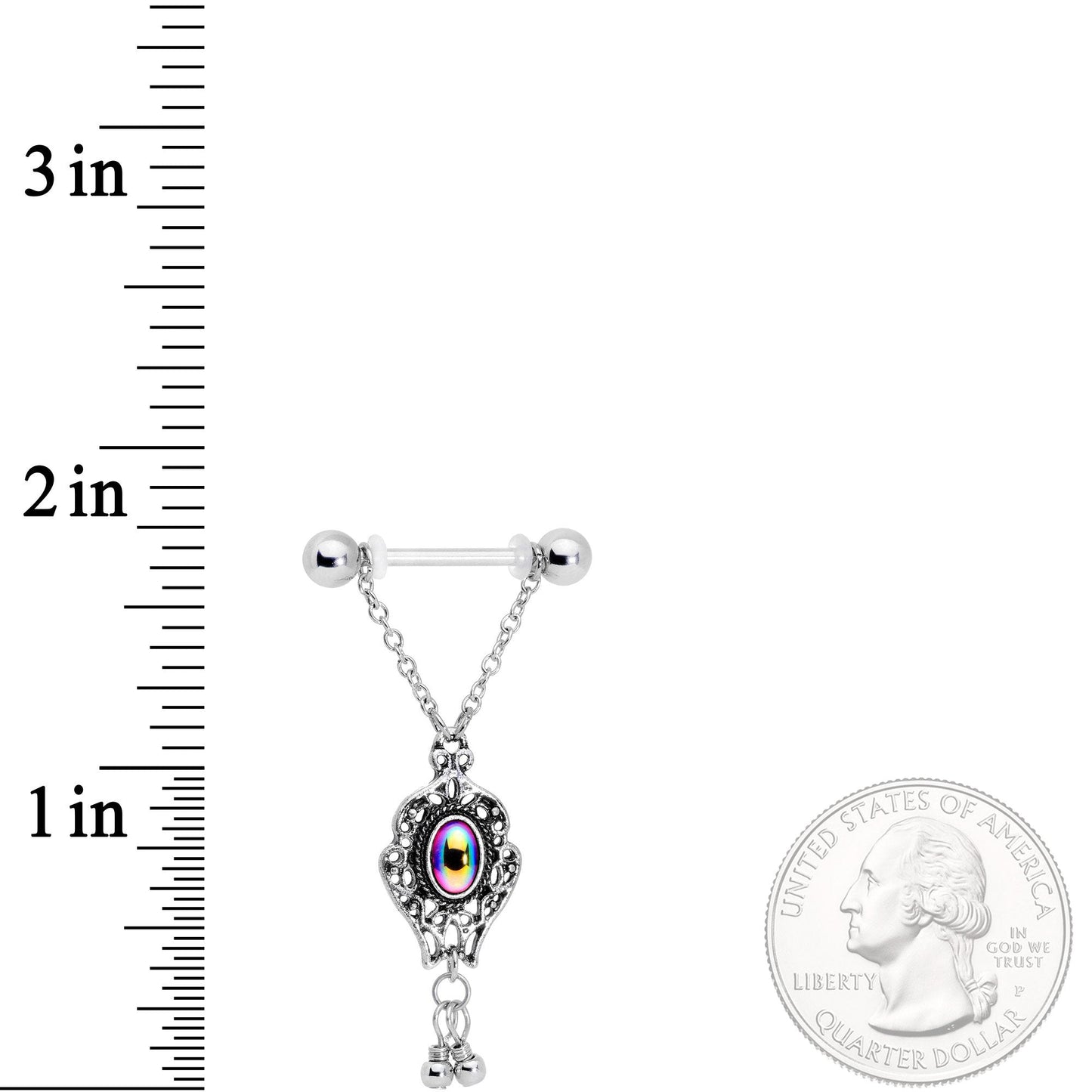 14G Aurora Orb Victorian Virtue Dangle Barbell Nipple Ring Set