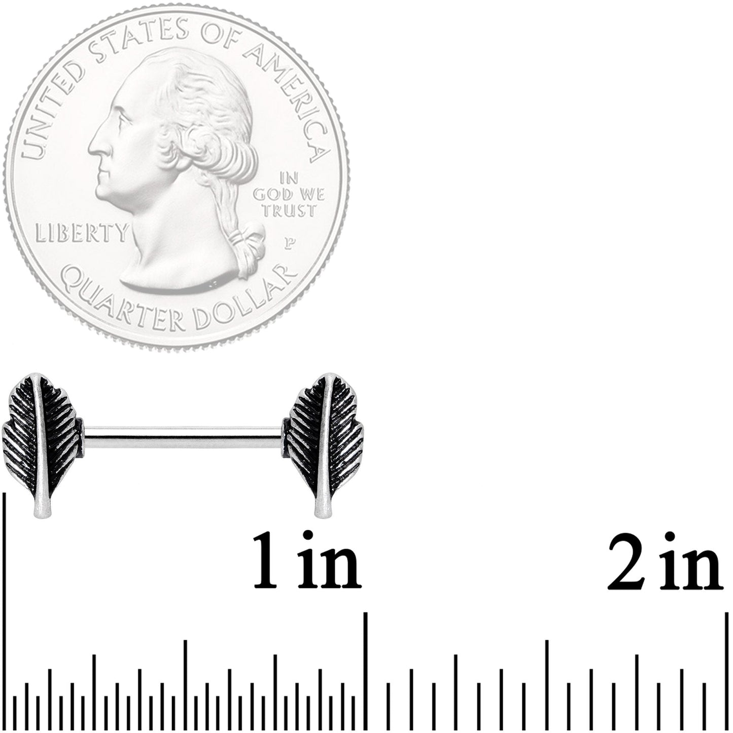 14G 9/16 Southwestern Feathers Barbell Nipple Ring Set