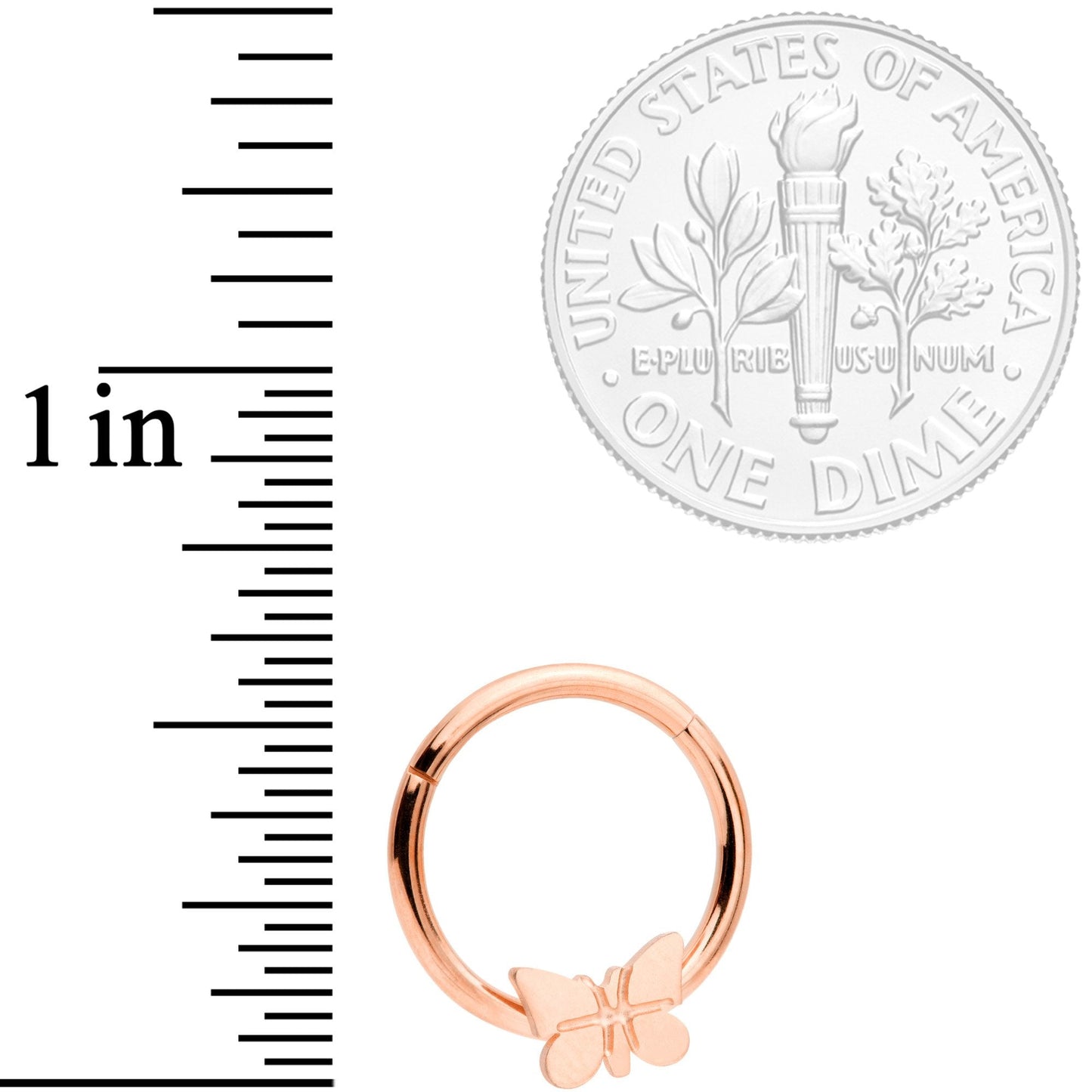 16G 3/8 Rose Gold Tone Spring Butterfly Hinged Segment Ring