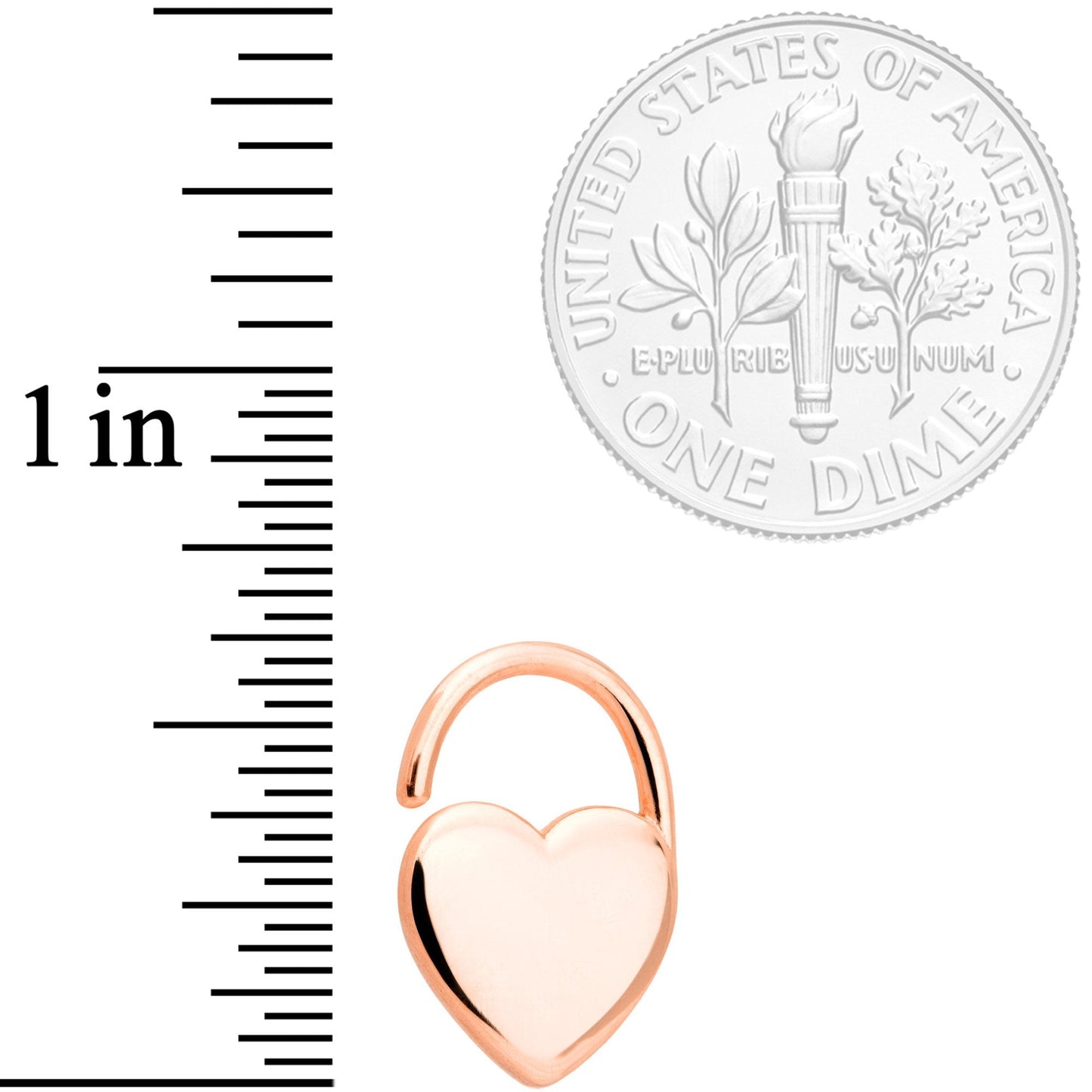16G 5/16 Rose Gold Tone Padlock Heart Closure Ring