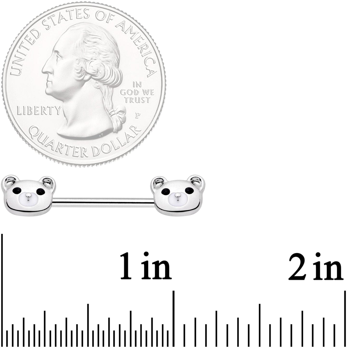 14G 9/16 Sweet Teddy Bear Barbell Nipple Ring Set