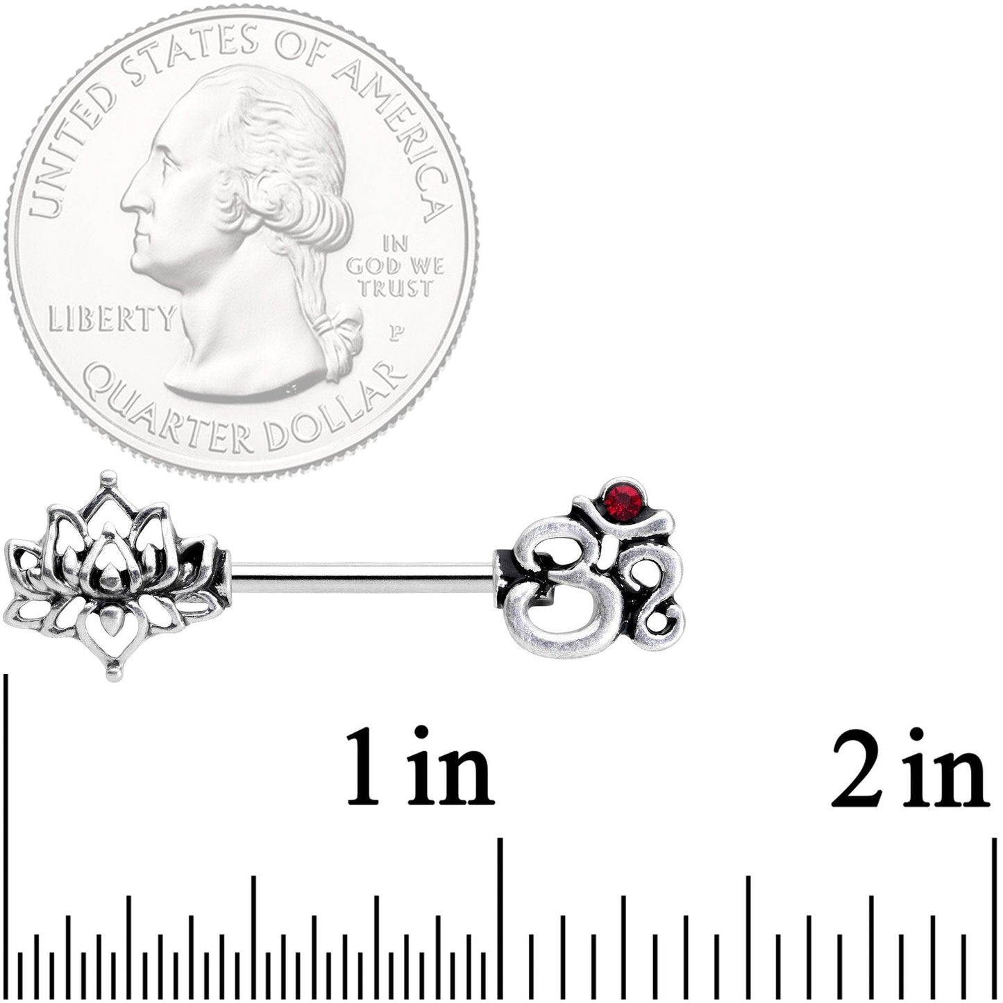 14G 9/16 State of Zen Yoga Om Lotus Flower Nipple Ring Set