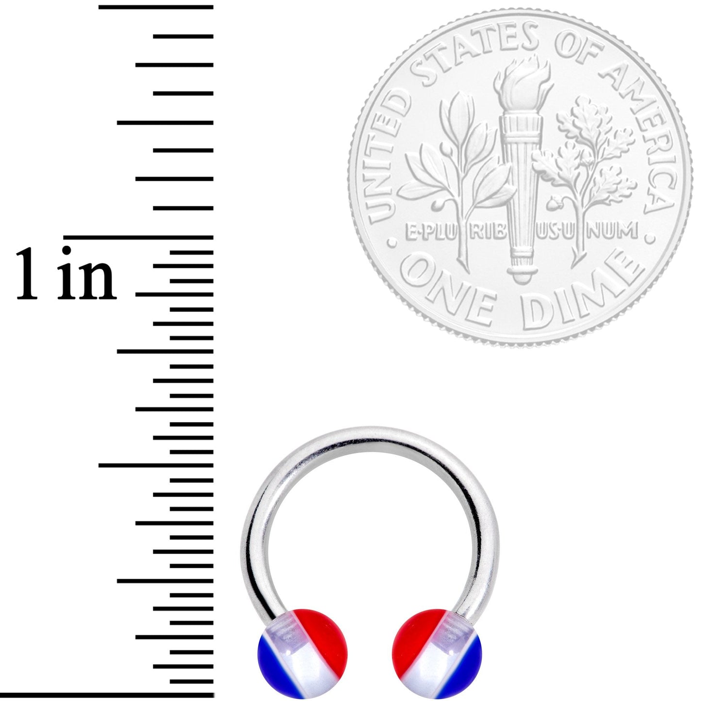 14G 7/16 USA Stripe Acrylic Ball Horseshoe Circular Barbell