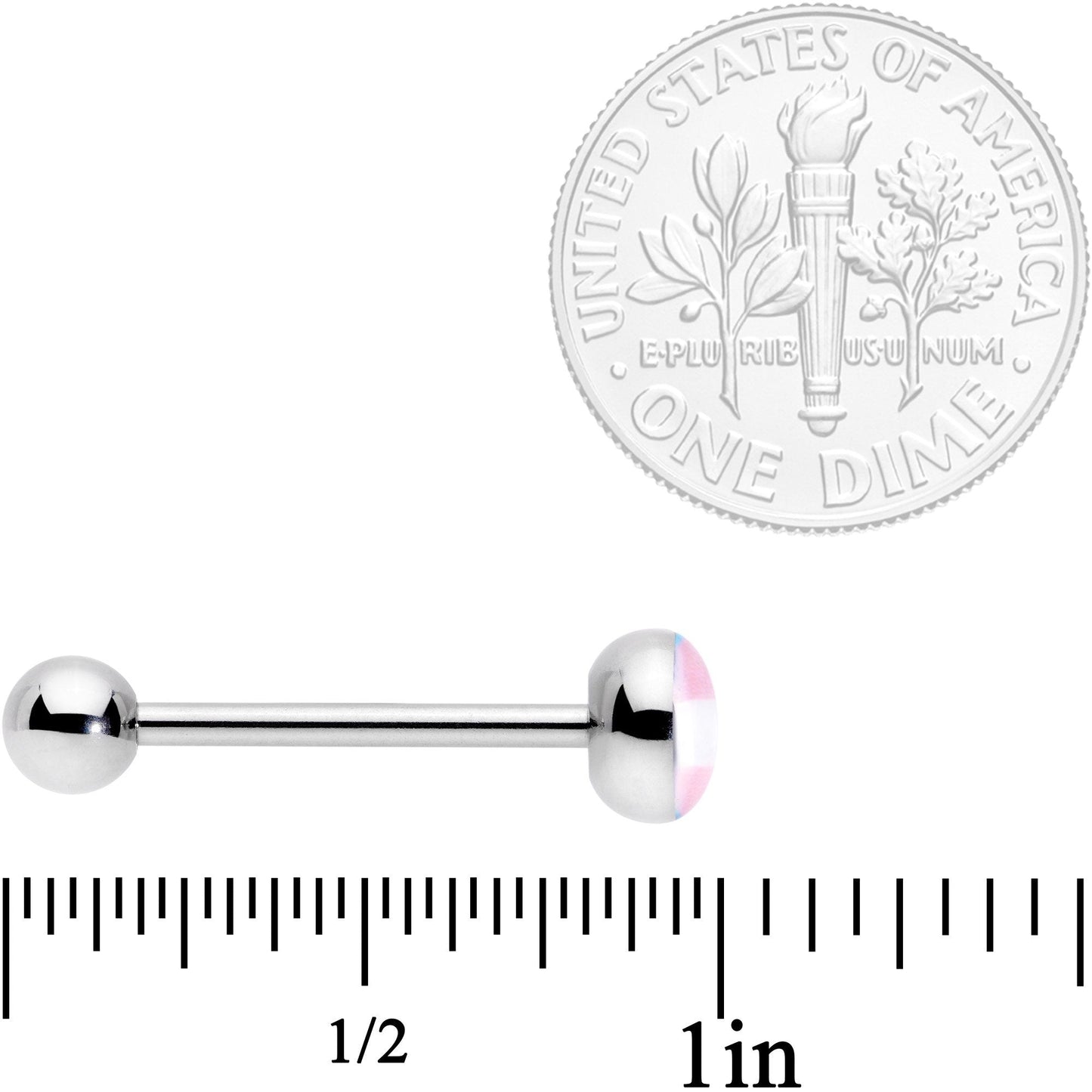 Pink Blue White Transgender Pride Flag Barbell Tongue Ring