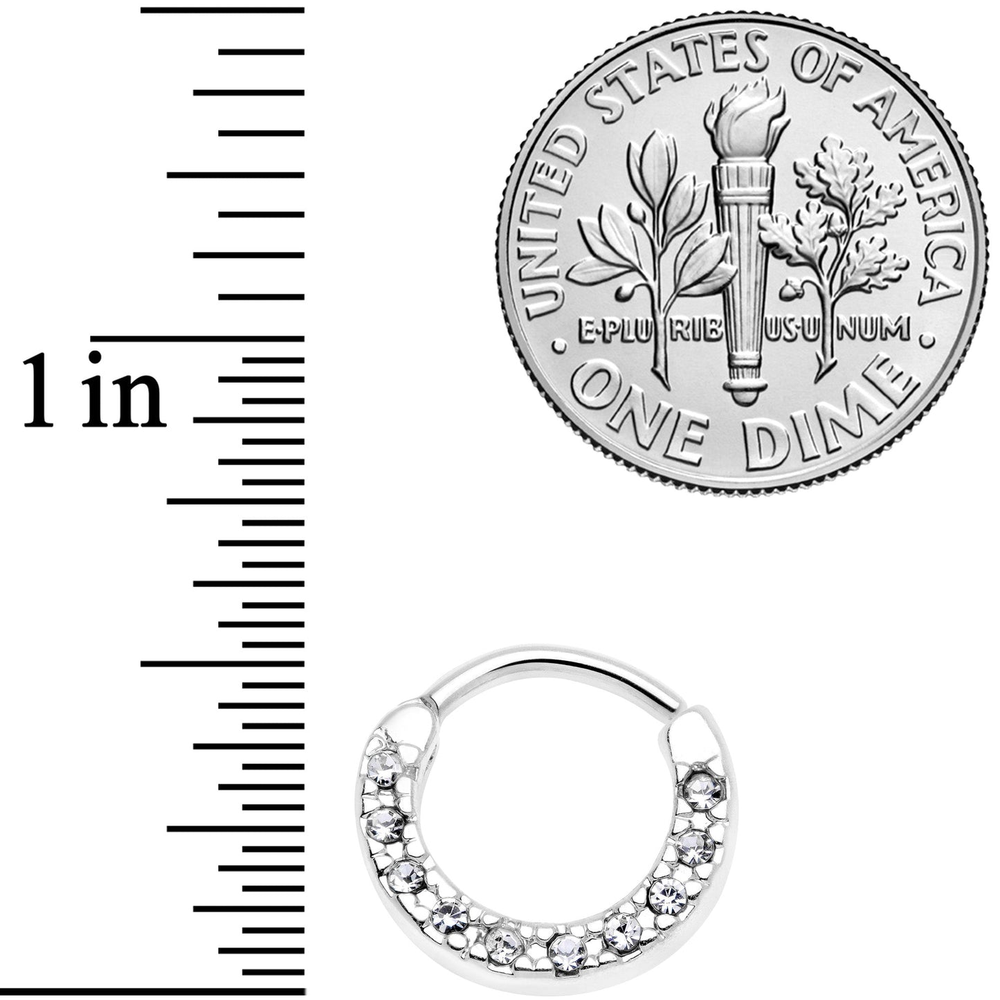 16G 5/16 Clear Gem Paved Cartilage Clicker