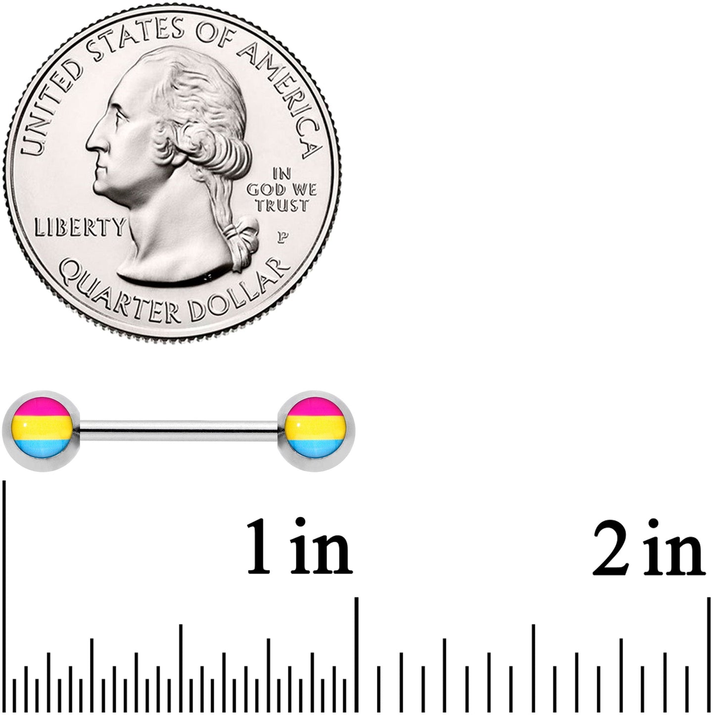 14G 9/16 Red Yellow Blue Pansexual Pride Barbell Nipple Ring Set