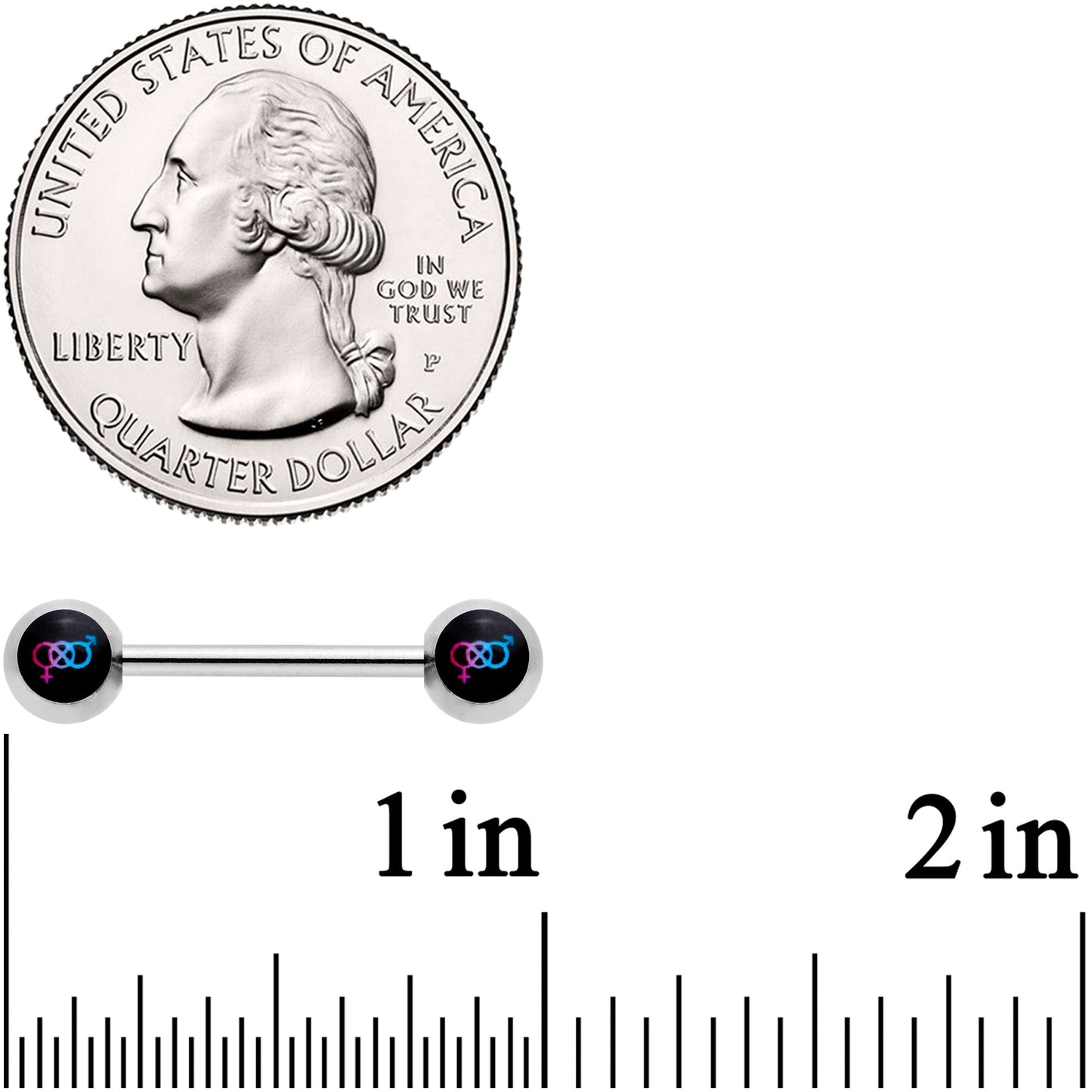 14G Pink Purple Blue Bisexual Pride Logo Barbell Nipple Ring Set