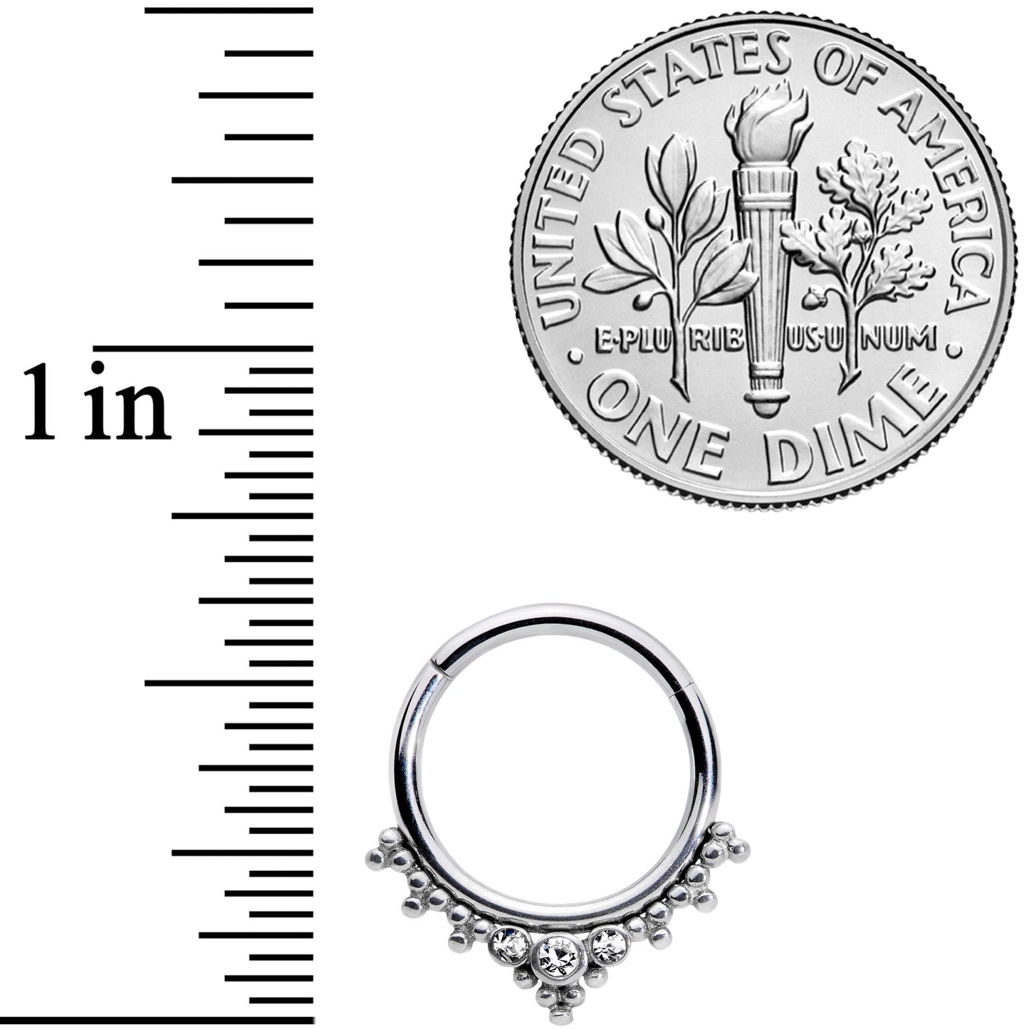 16G 3/8 Clear CZ Gem Triad Hinged Segment Ring