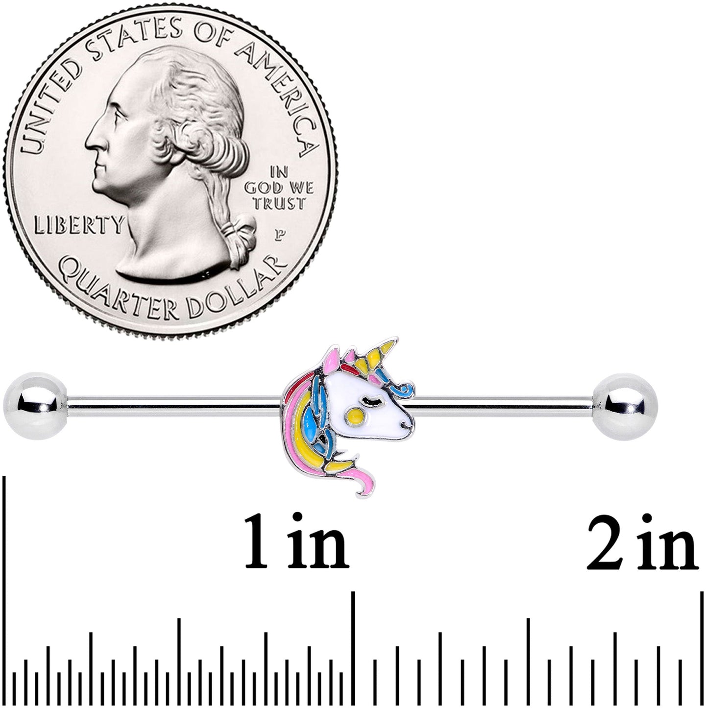 14G Pastel Unicorn Industrial Barbell 38mm