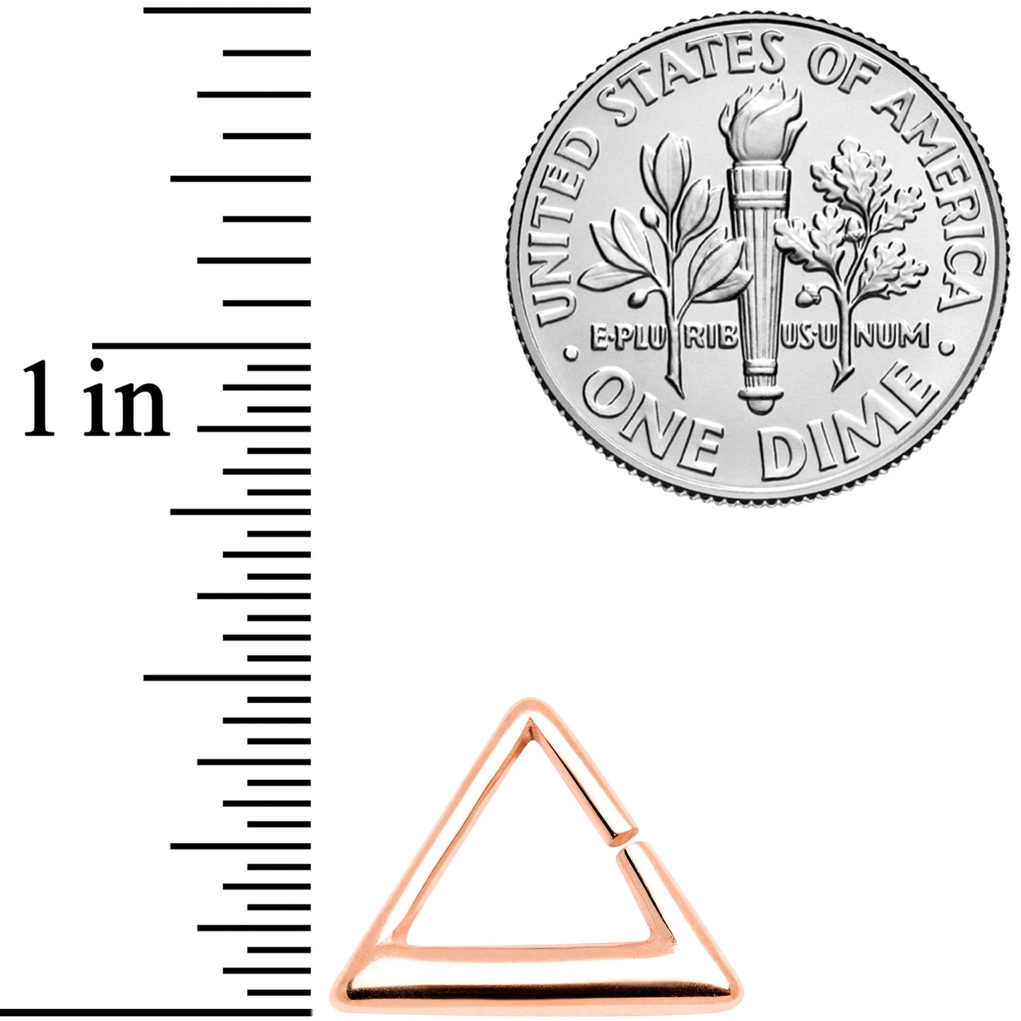 16G 5/16 Rose Gold Tone Triangle Cartilage Tragus Daith