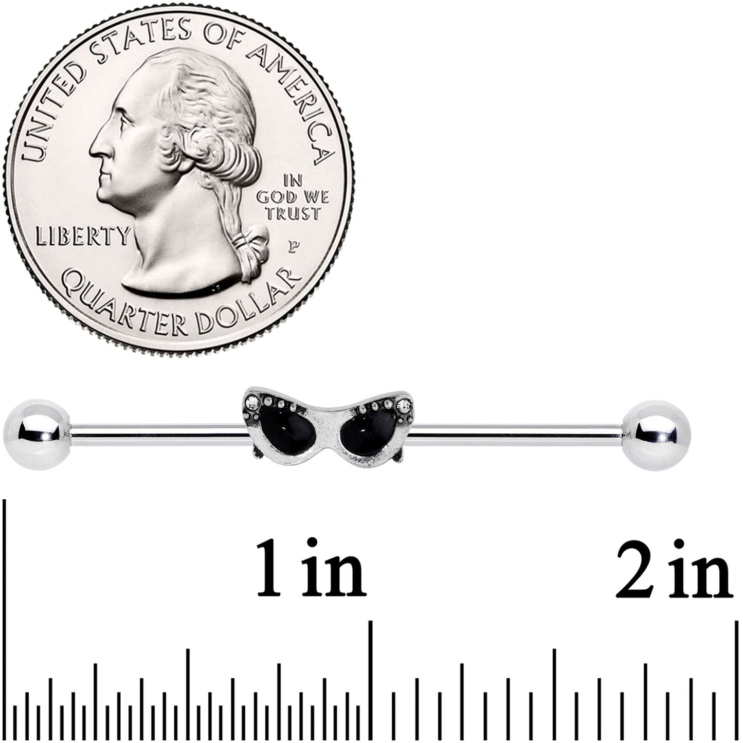 14G Clear Gem 50s Retro Summer Sunglasses Industrial Barbell 38mm