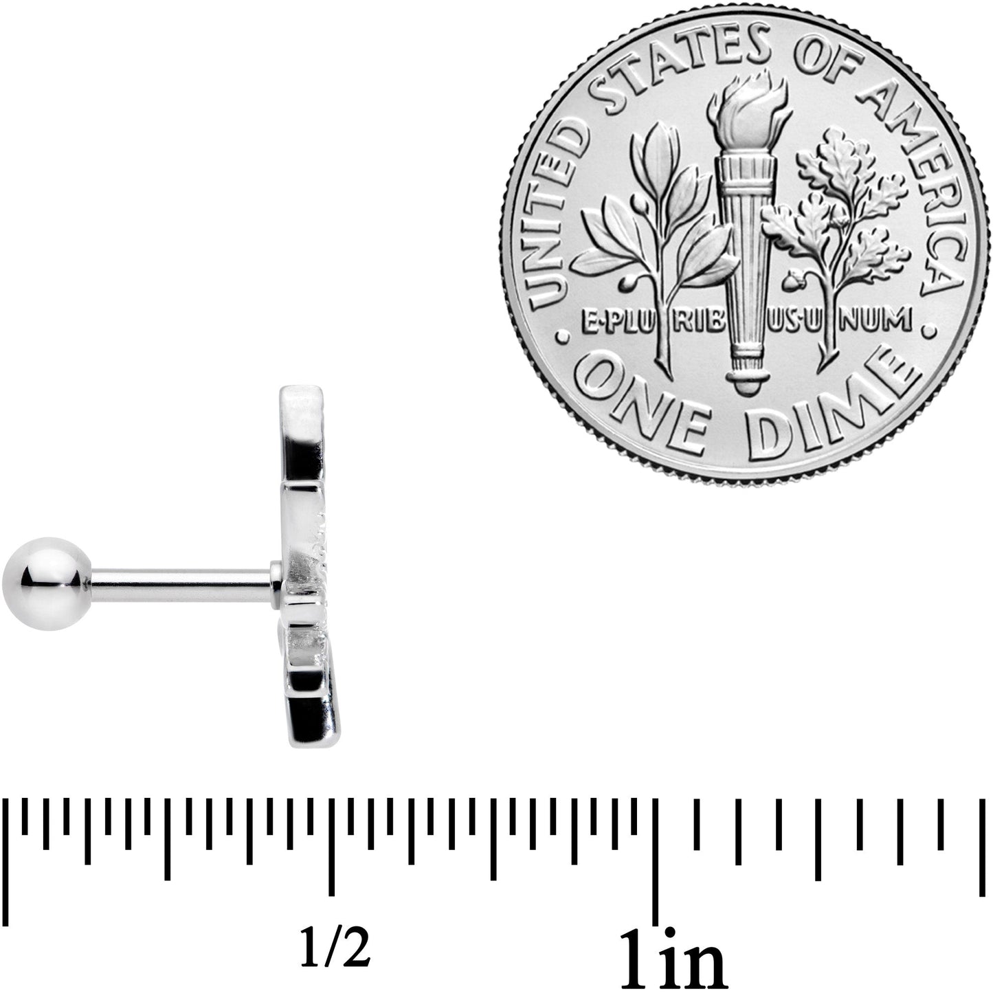 16G 1/4 Textured Marijuana Pot Leaf Cartilage Tragus Earring