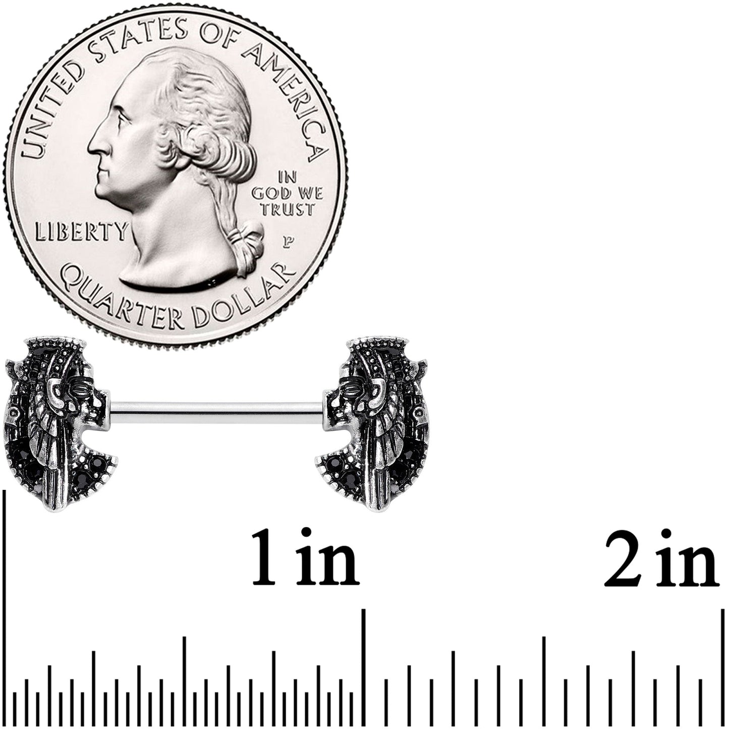 14G 9/16 Grand Ruler Anubis Egyptian Nipple Ring Set