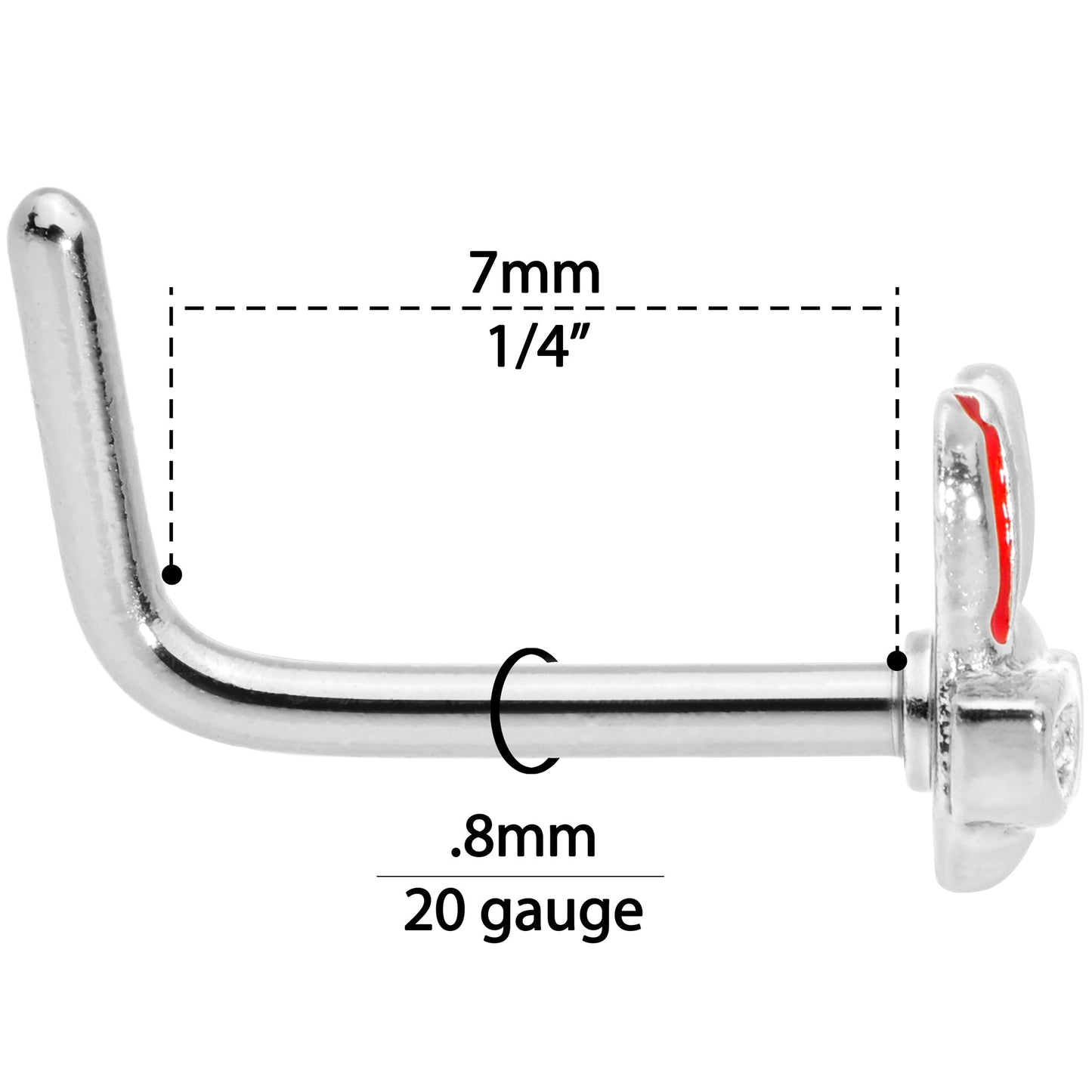 20G 5/16 Pink Ears Nerdy Easter Bunny L Shaped Nose Ring