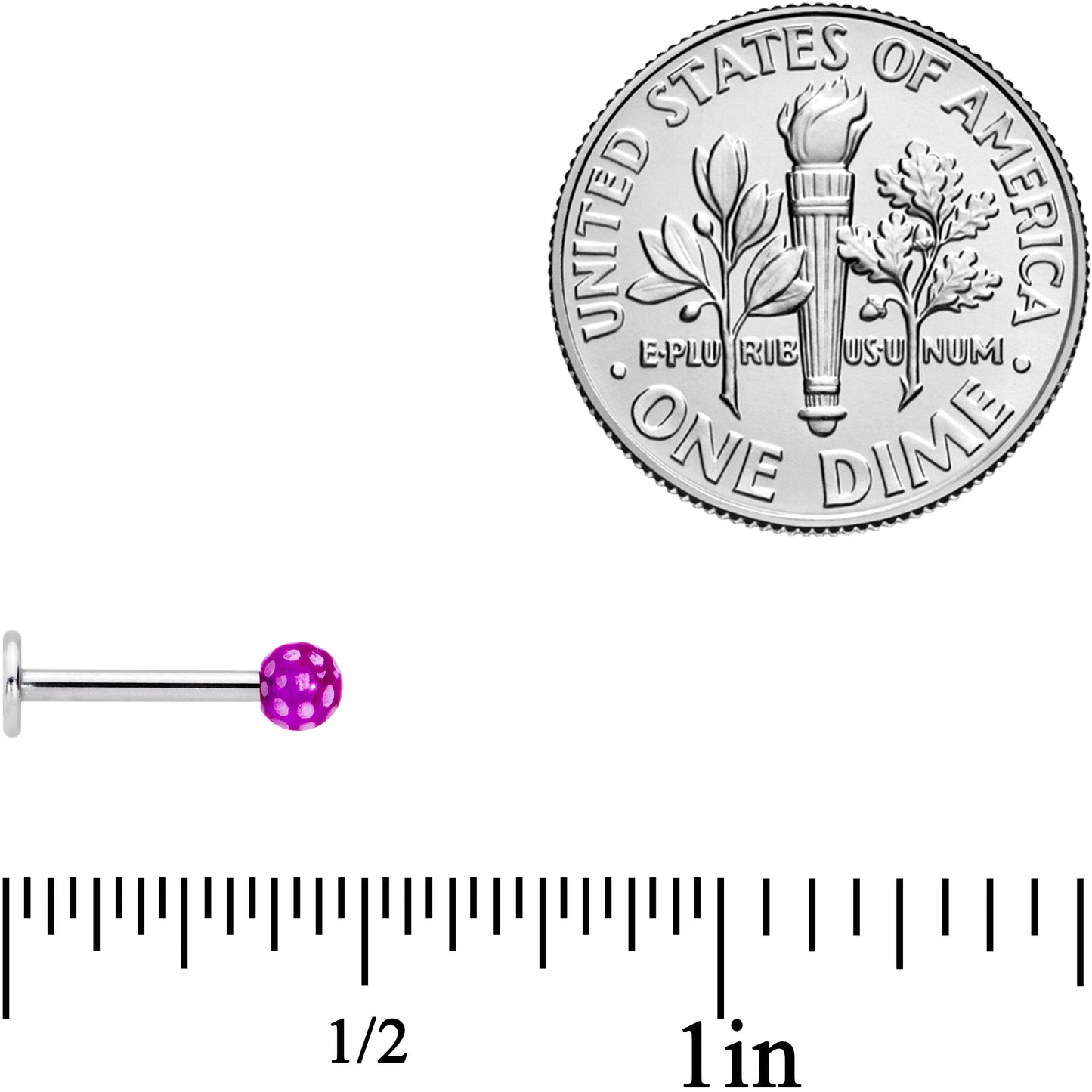16G 1/4 Purple Polka Dot UV Reactive Acrylic Ball Labret Tragus