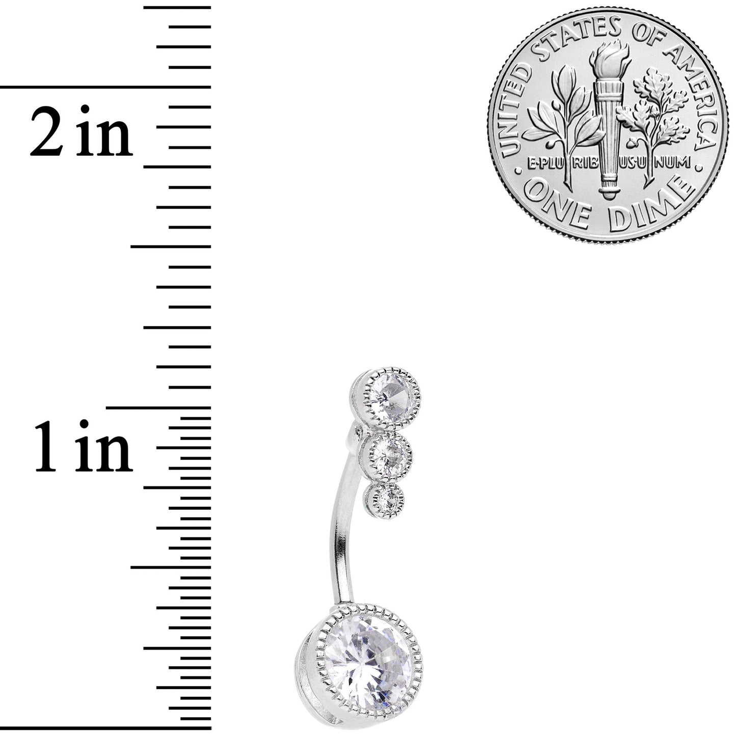 Clear Gem White Faux Opal Twisted Belly Ring Set of 3