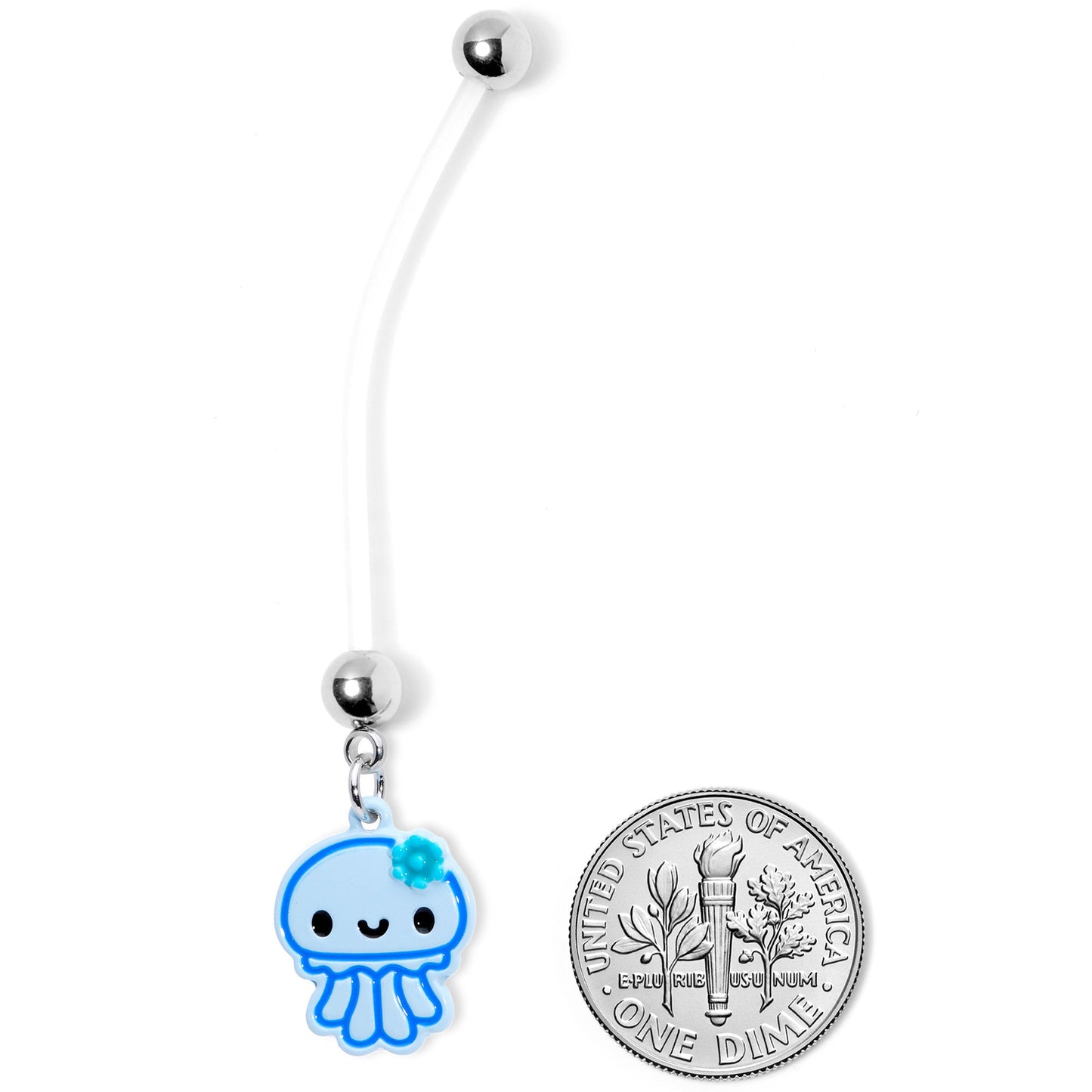 Bundle of Joy Baby Blue Squid Nautical Dangle Pregnancy Belly Ring