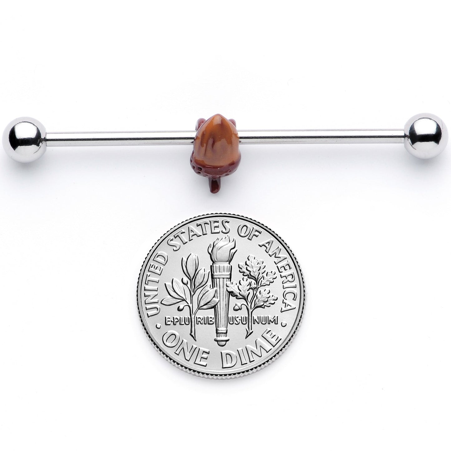 14G Brown Fall Autumn Acorn Industrial Barbell 38mm