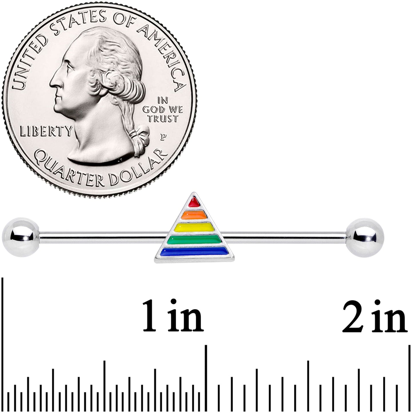 14G Rainbow Pride Triangle Industrial Barbell 38mm