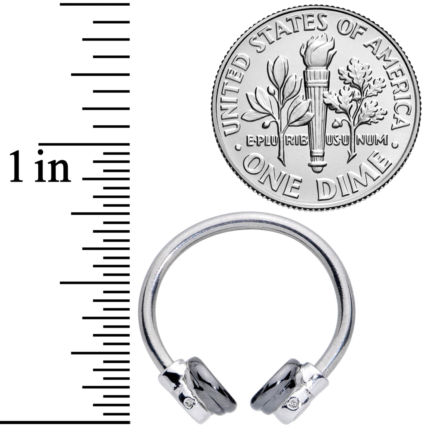 14G 9/16 Black End Headphone Horseshoe Nipple Ring Set