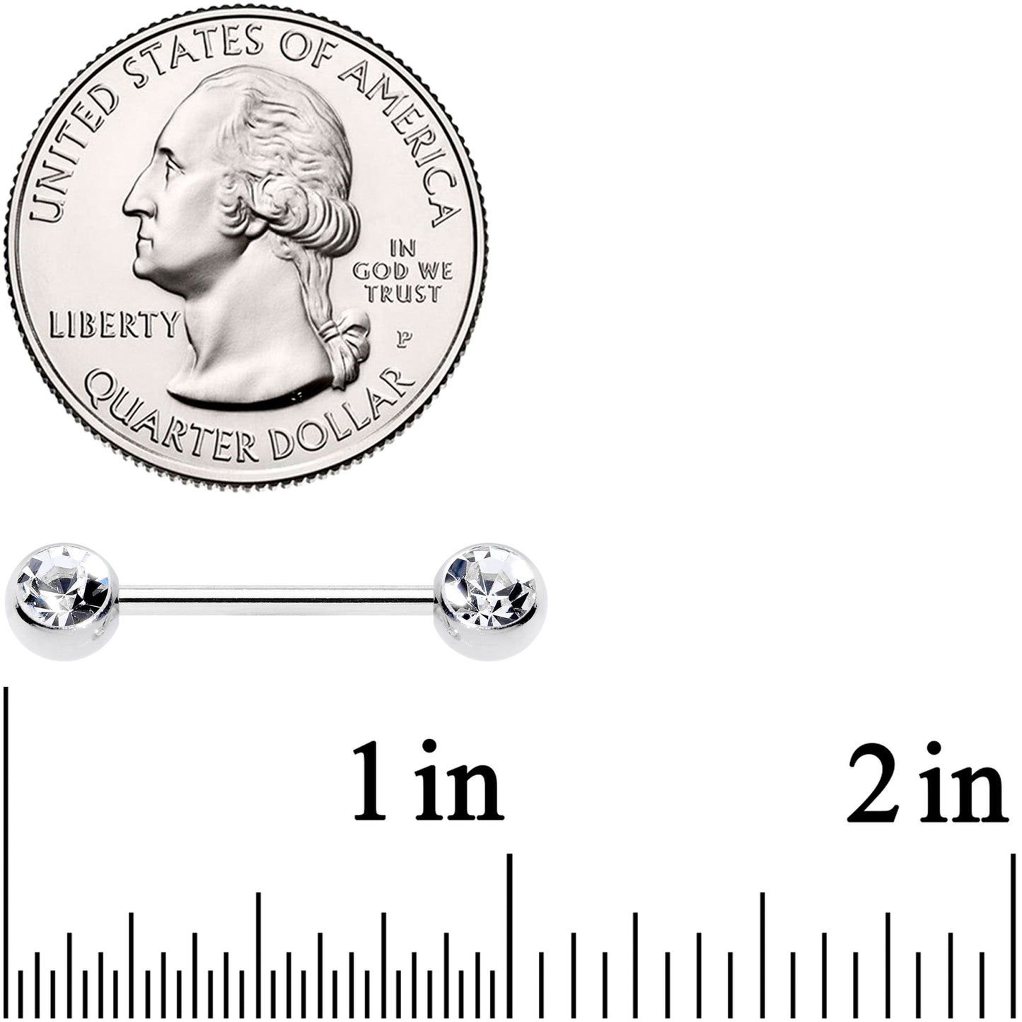 14G 5/8 Clear Gem Double Front Facing Barbell Nipple Ring Set