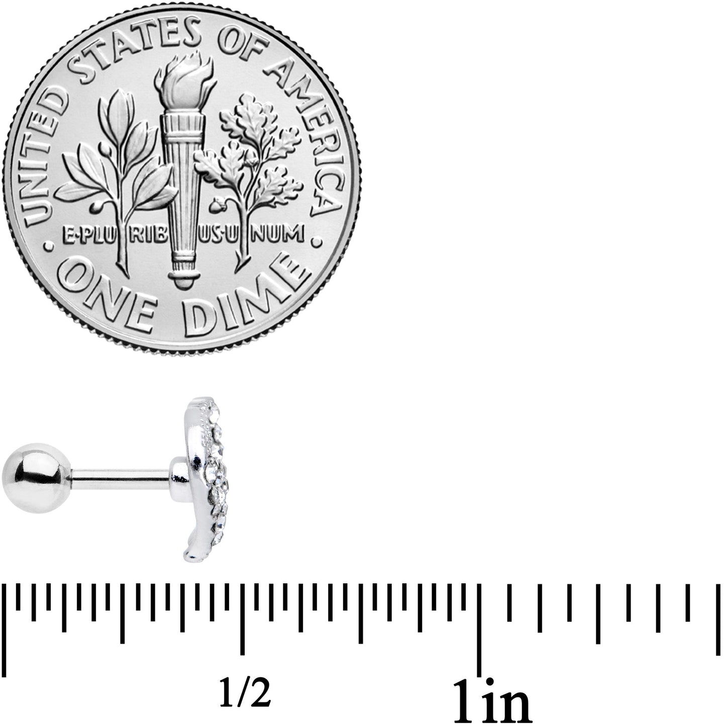 16G 1/4 Clear Gem Silhouette Unicorn Cartilage Tragus Earring