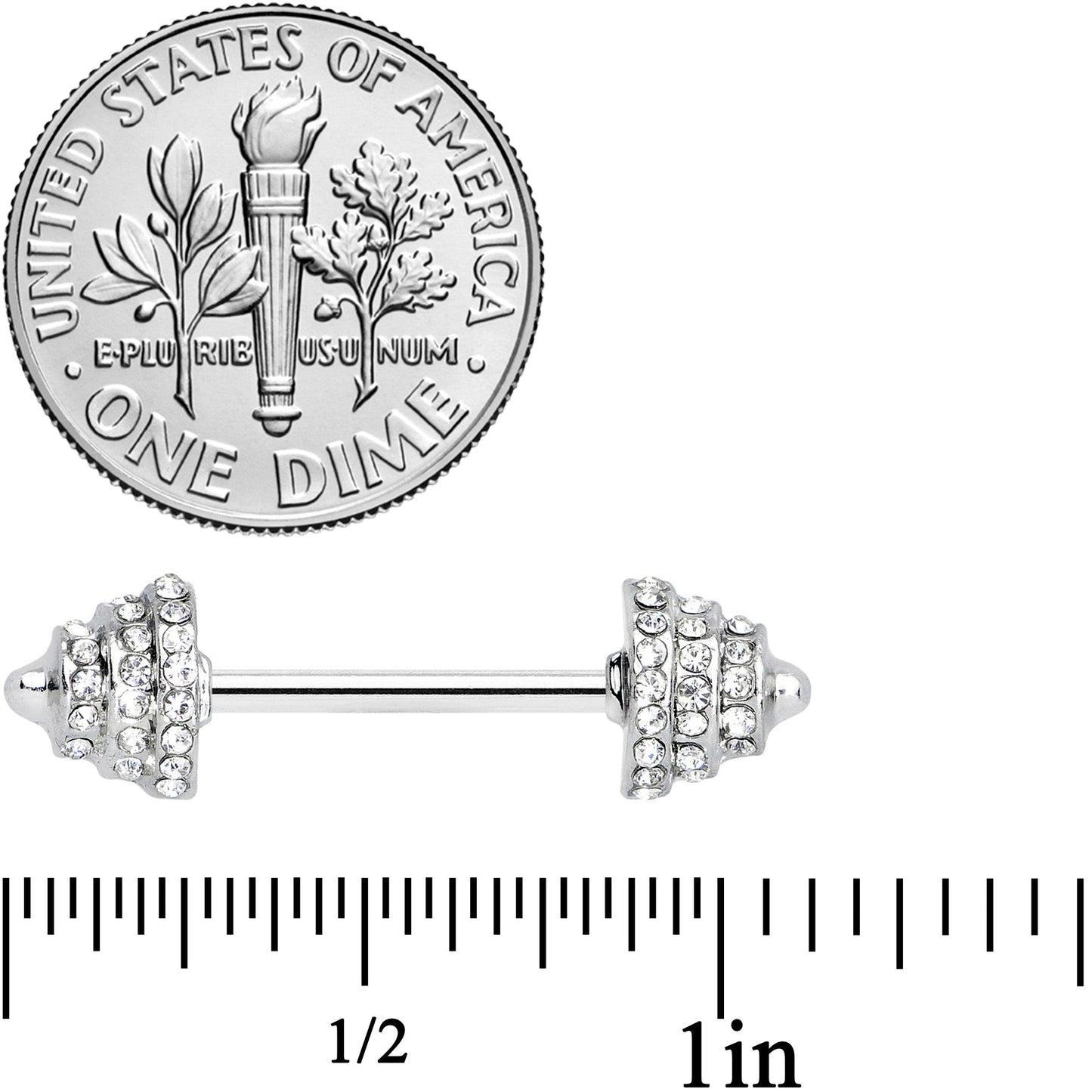 14G 9/16 Clear Gem Weightlifting Barbell Nipple Ring Set