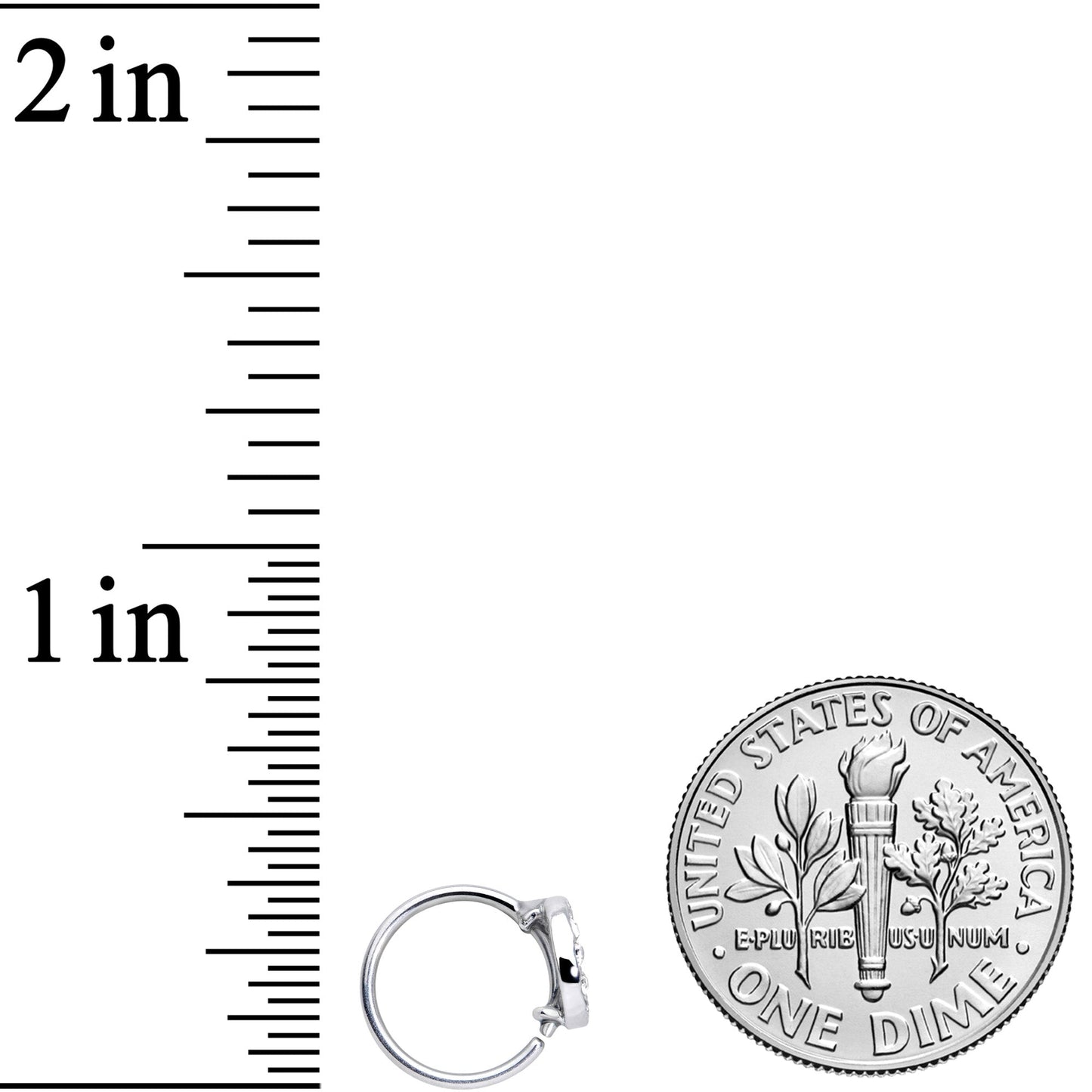 20G 5/16 Clear CZ Gem Moon Heart Nose Hoop