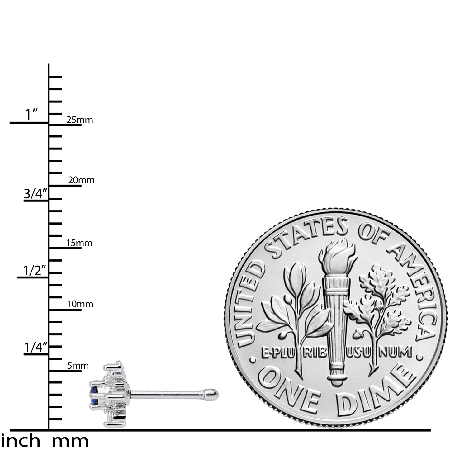 20G 5/16 Clear Blue CZ Gem Snowflake Christmas Nose Bone
