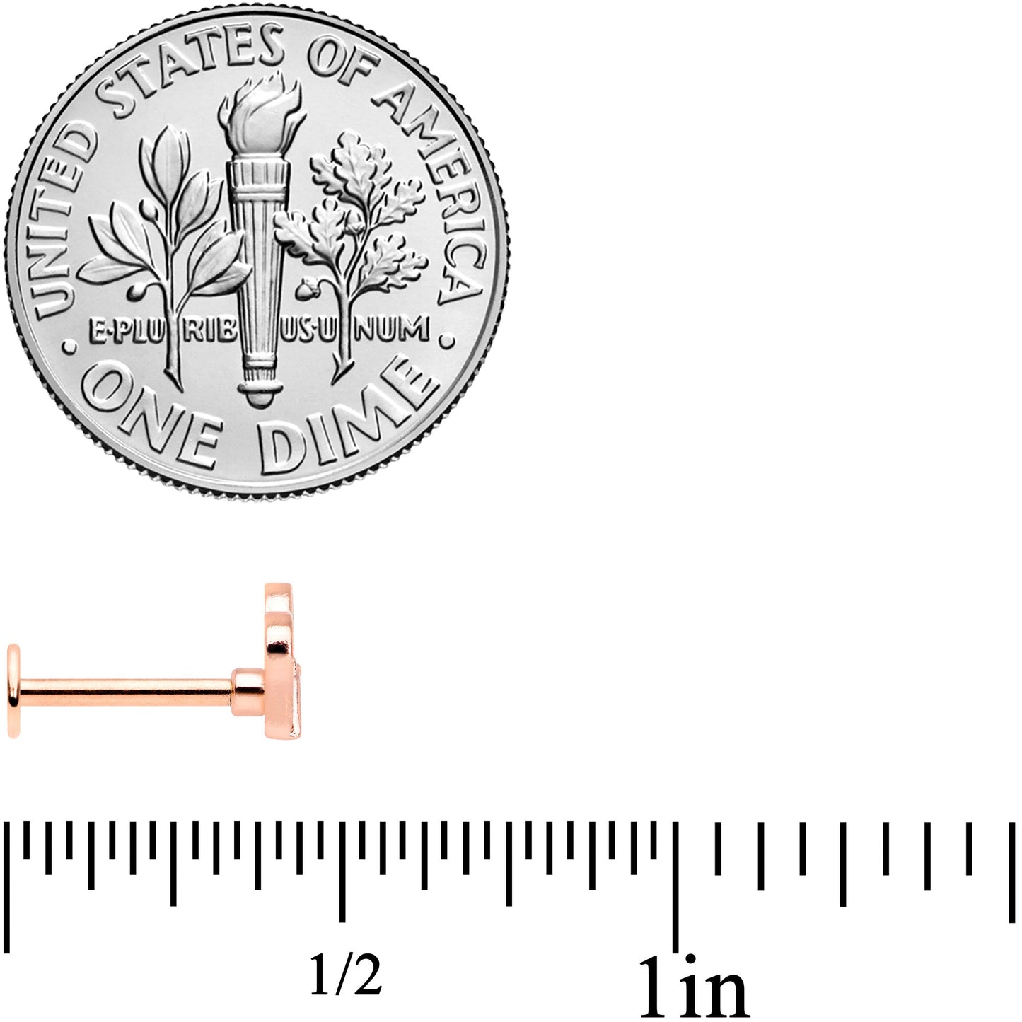 16G 5/16 Clear CZ Gem Rose Gold Tone Heart Butterfly Labret