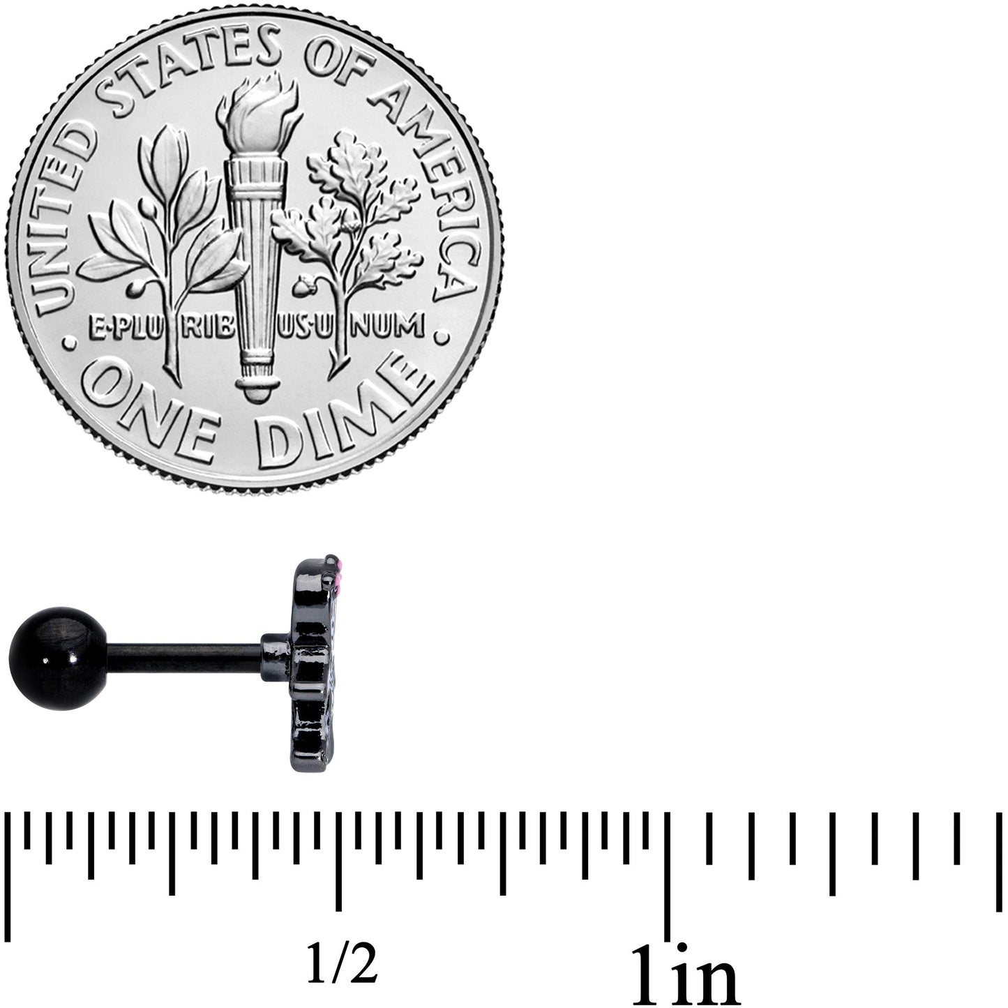 16G 1/4 Black PVD Skeleton Girl Halloween Cartilage Tragus