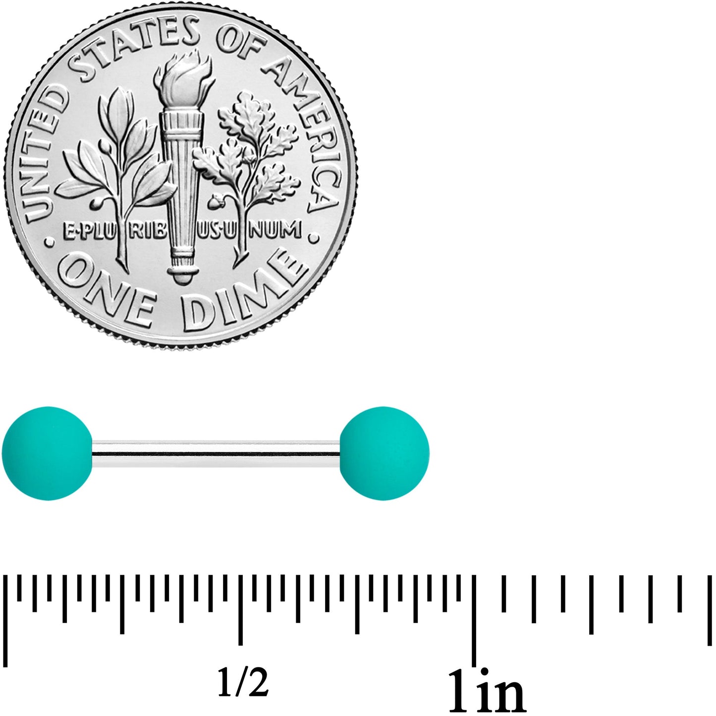 14G 9/16 Thoroughly Teal Matte Barbell Nipple Ring Set