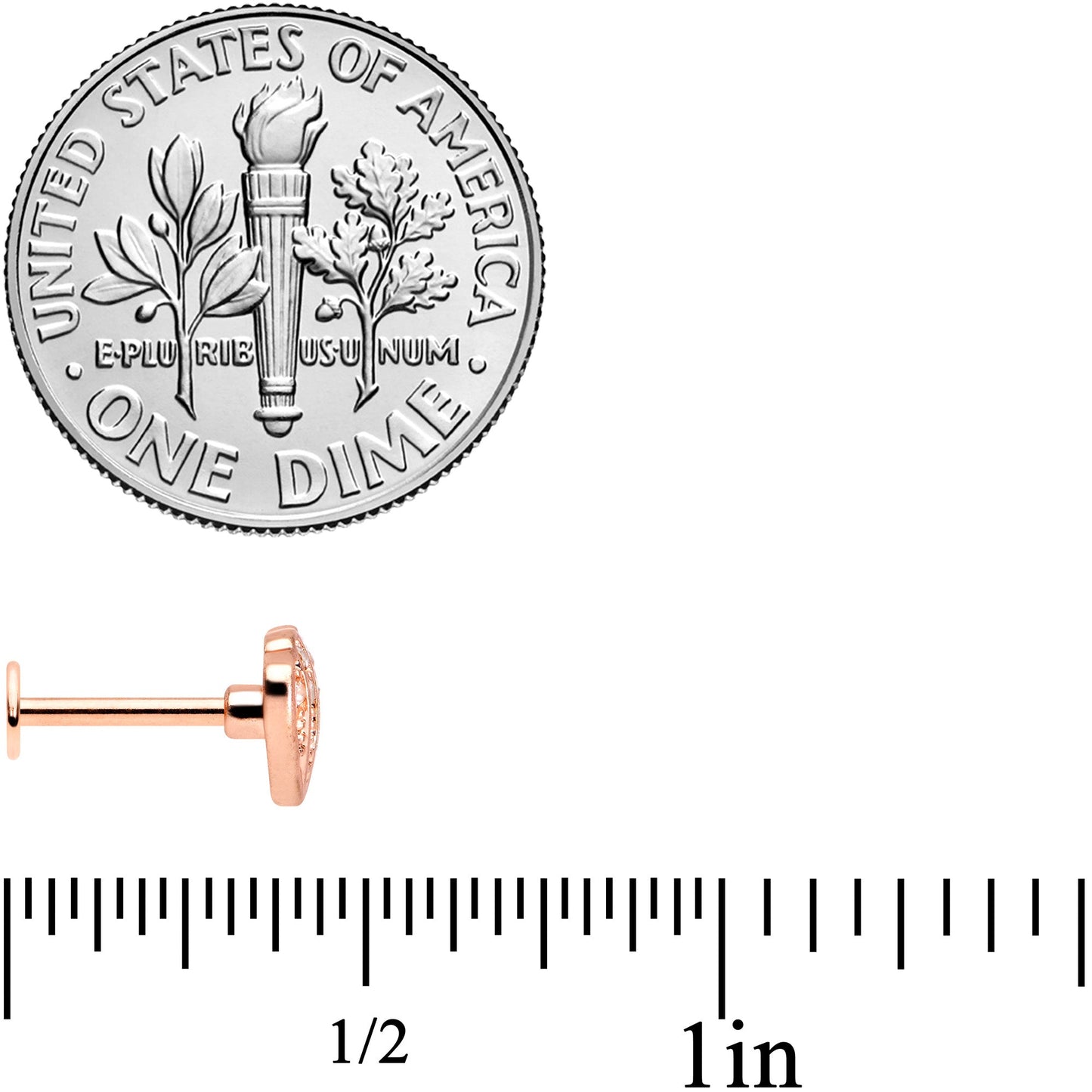 16G 5/16 Clear Gem Rose Gold Tone Shell Labret Monroe Tragus