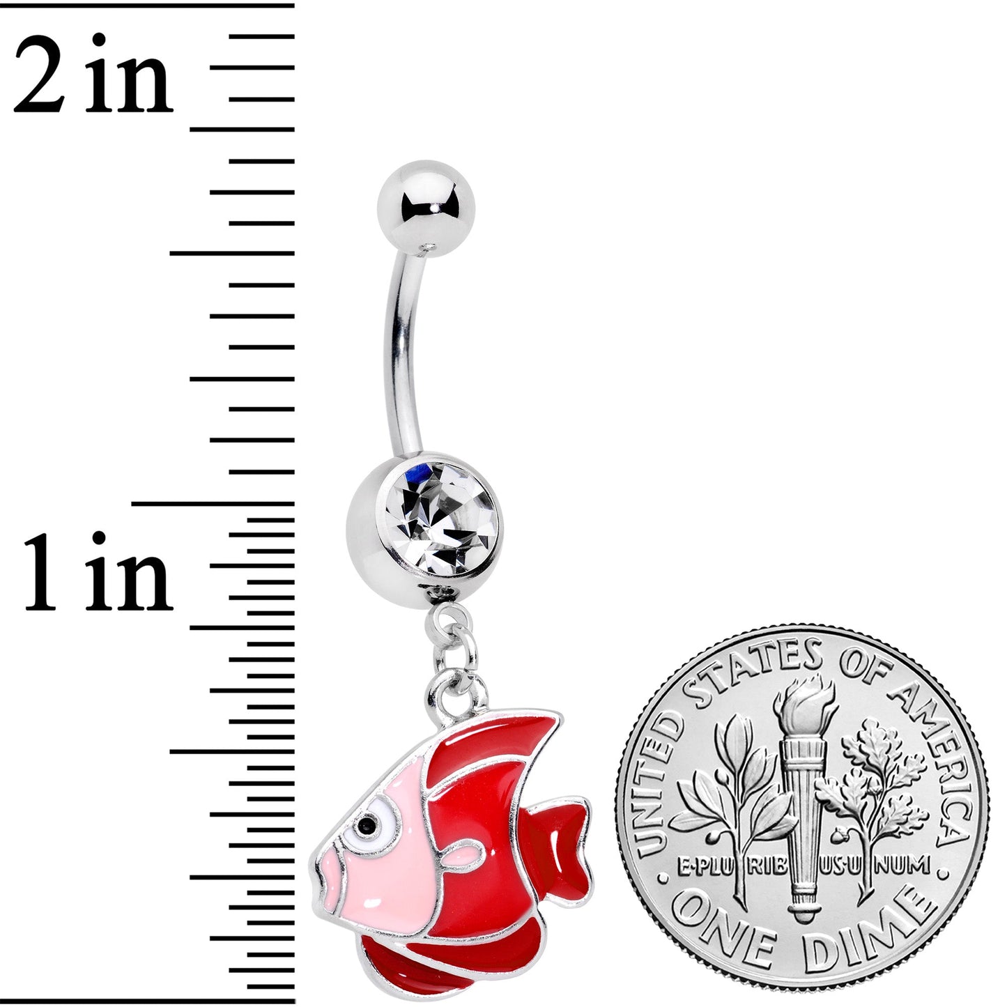 Clear Gem Nautical Angelfish Dangle Belly Ring