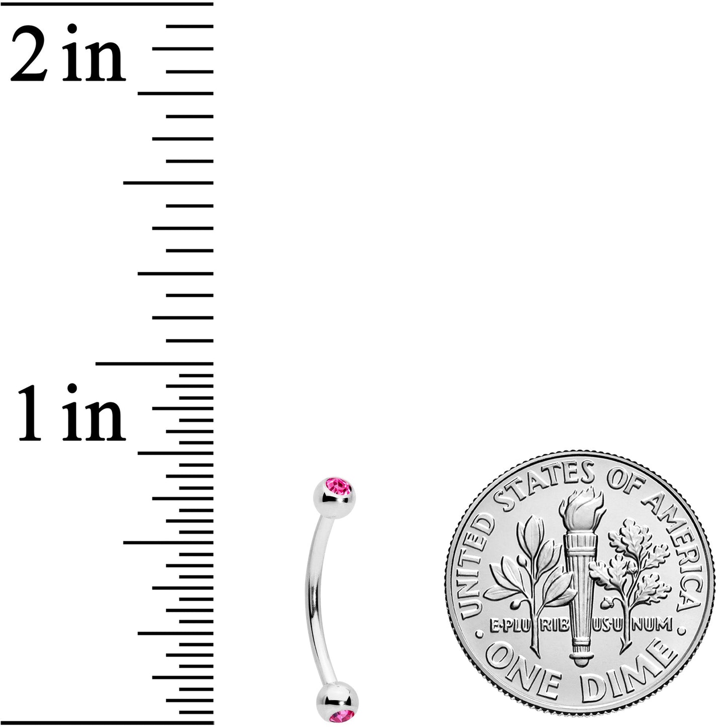 16G 1/2 Pink Gem Ball End Curved Barbell