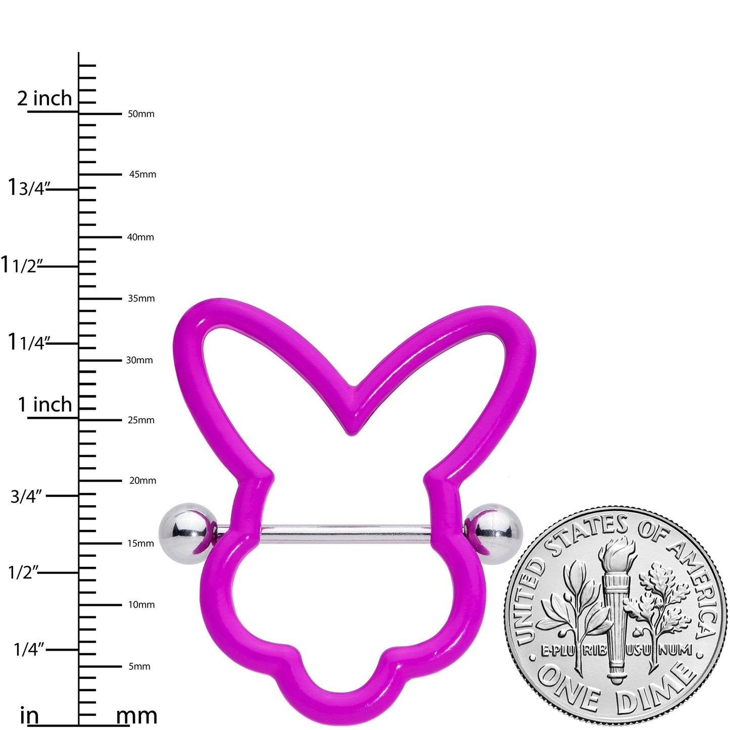 14G 9/16 Pink Glow in the Dark Easter Bunny Nipple Shield Set