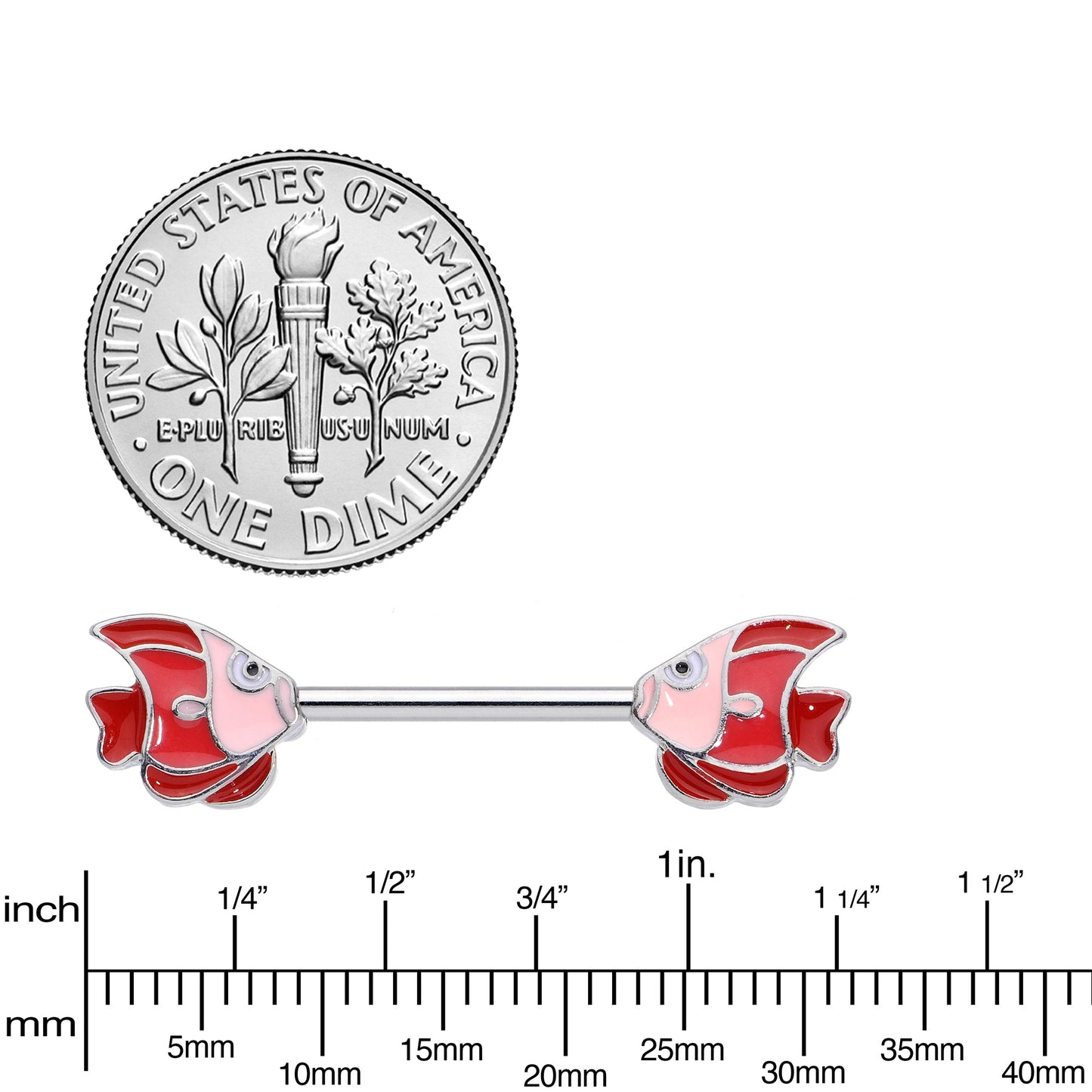 14G 9/16 Brown Nautical Fish Barbell Nipple Ring Set