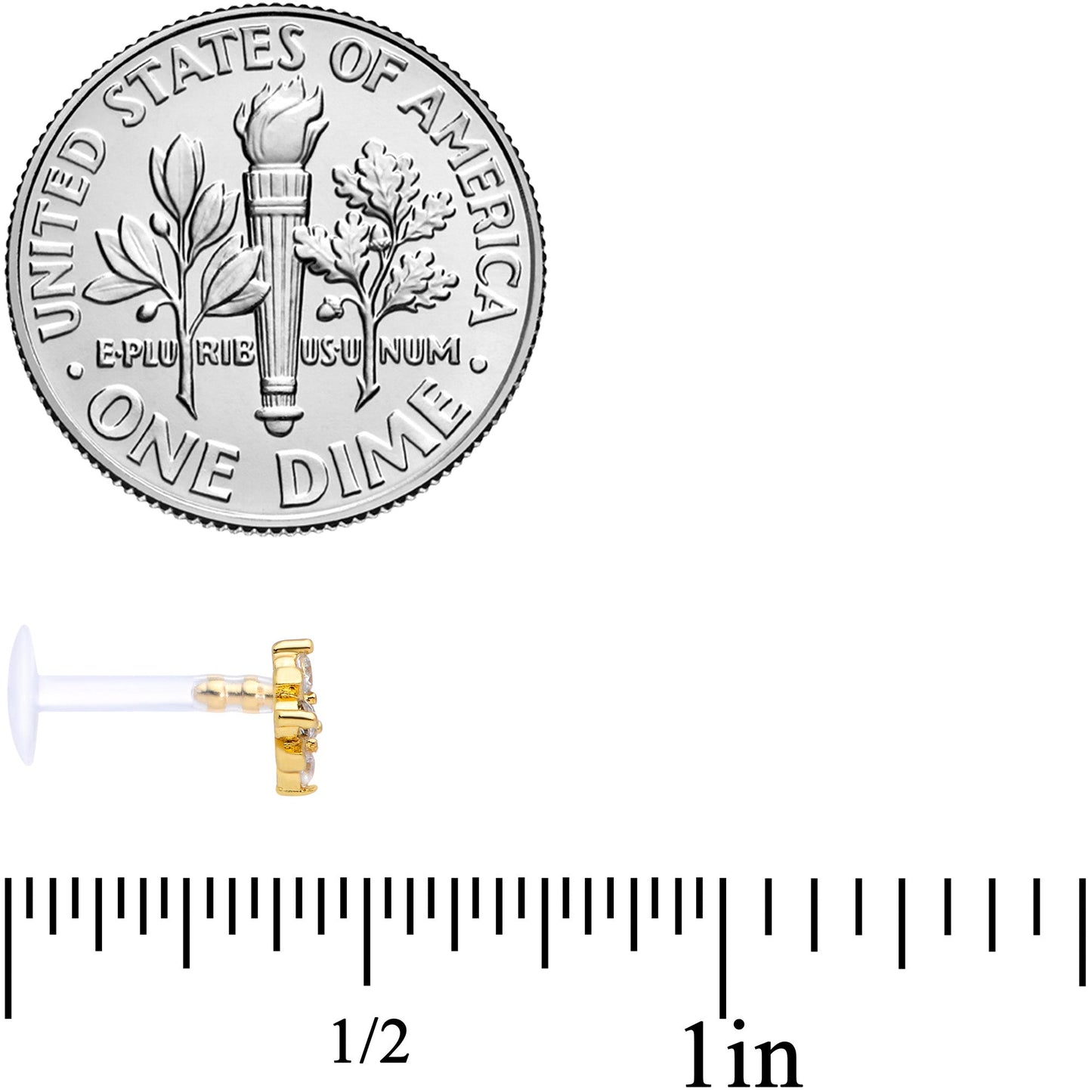 16G 5/16 Clear CZ Gem Gold Tone Geometric Labret Tragus Set of 3