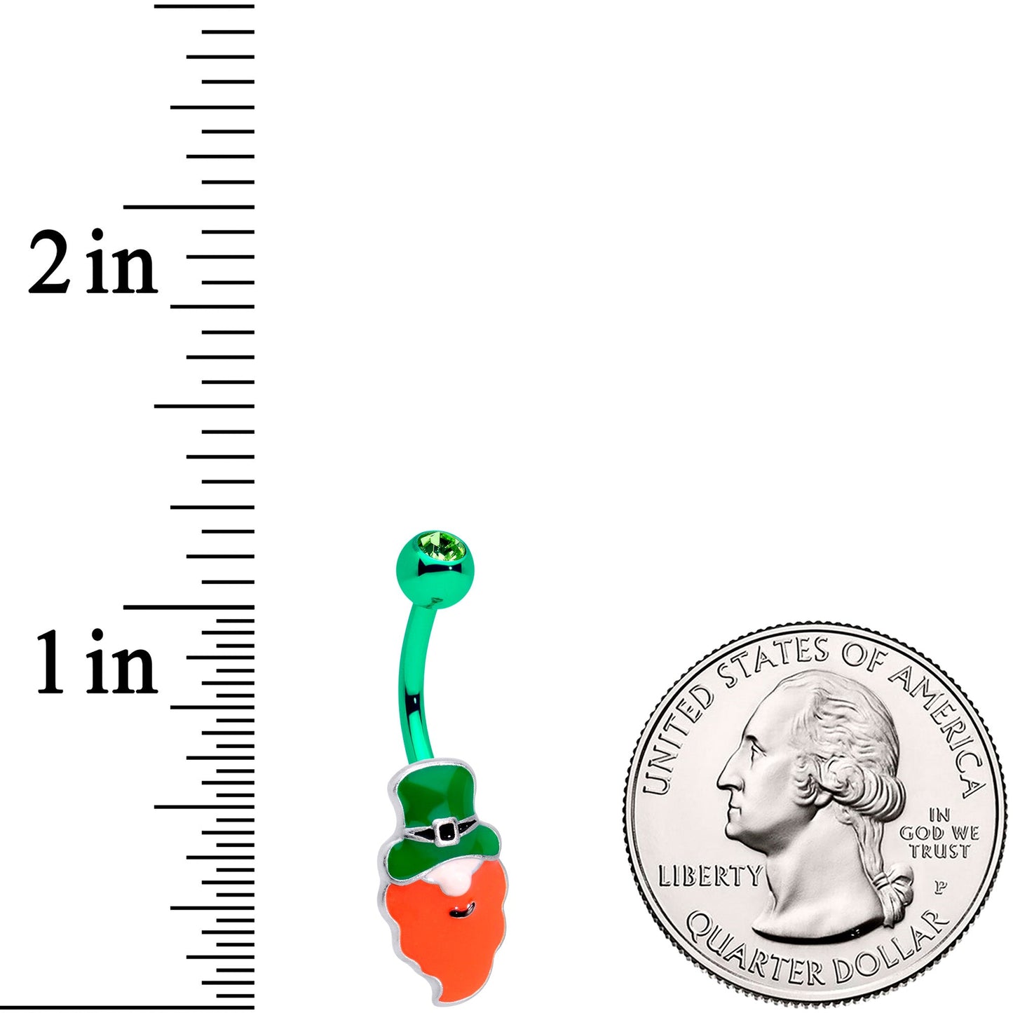 Clear Gem Green Leprechaun Saint Patricks Day Belly Ring Set of 2