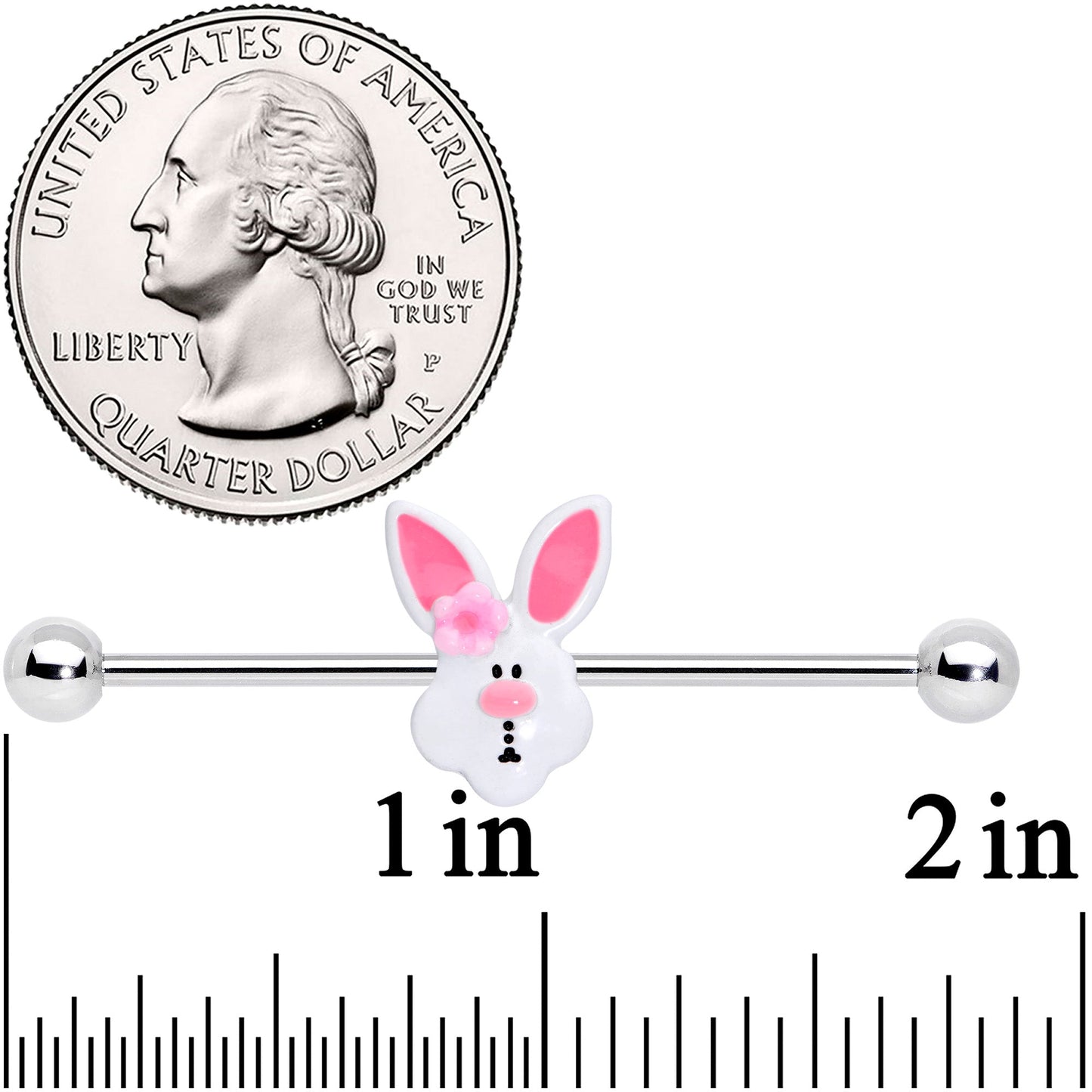 14G Easter Bunny Flower Industrial Barbell 38mm