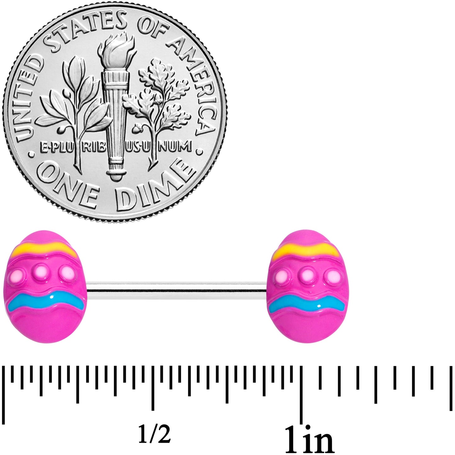 14G 9/16 Pink Easter Egg Barbell Nipple Ring Set