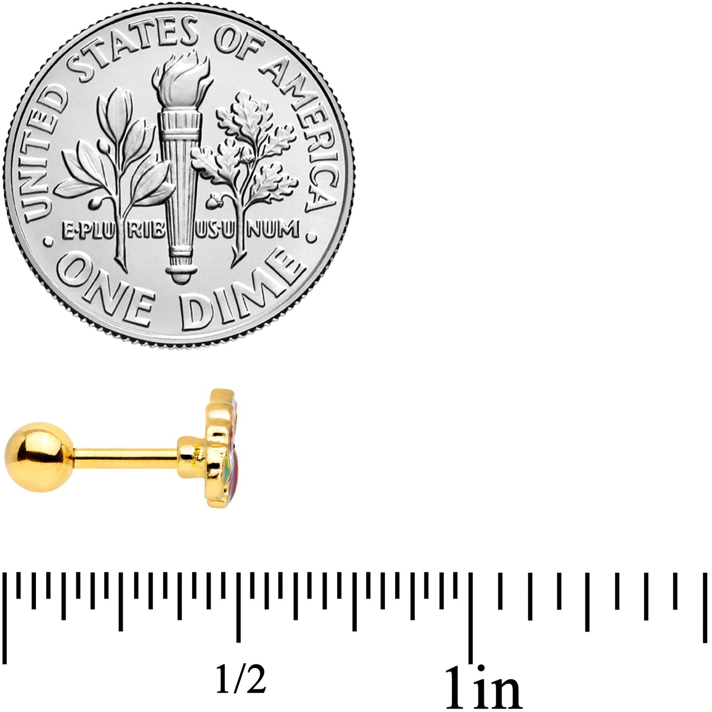 16G 1/4 Gold Tone Snacking Squirrel Cartilage Tragus Earring