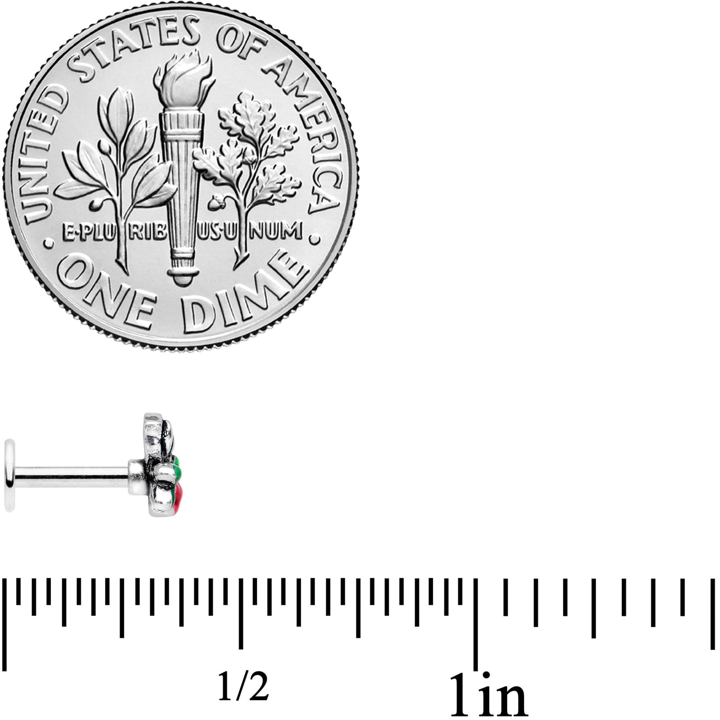 16G 1/4 Perching Bird Flower Labret Monroe Tragus