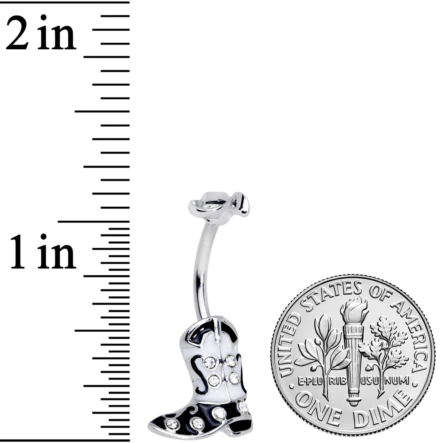 Clear Gem Western Boot Hat Belly Ring