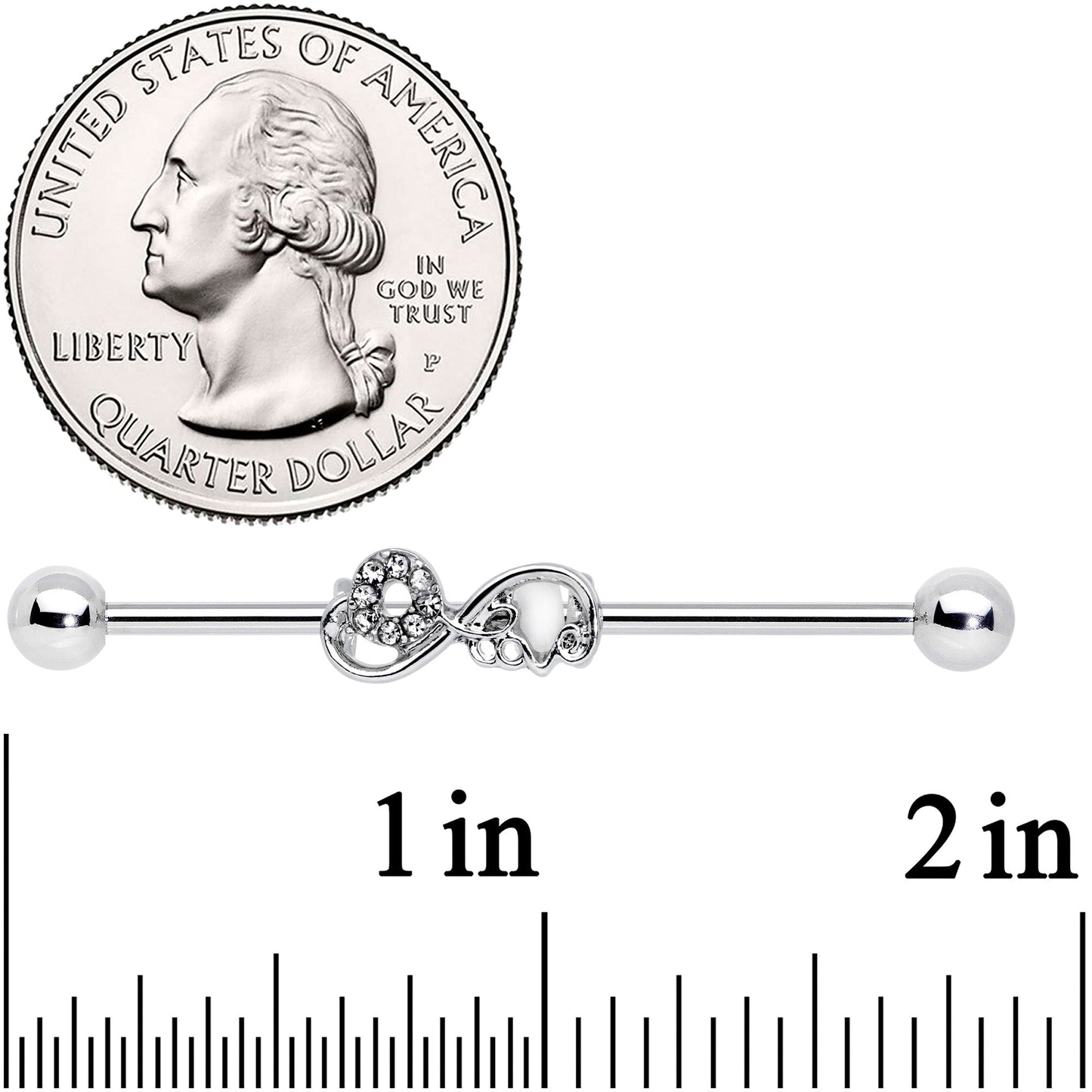 14G Clear Gem Infinity Swirl Industrial Barbell 38mm