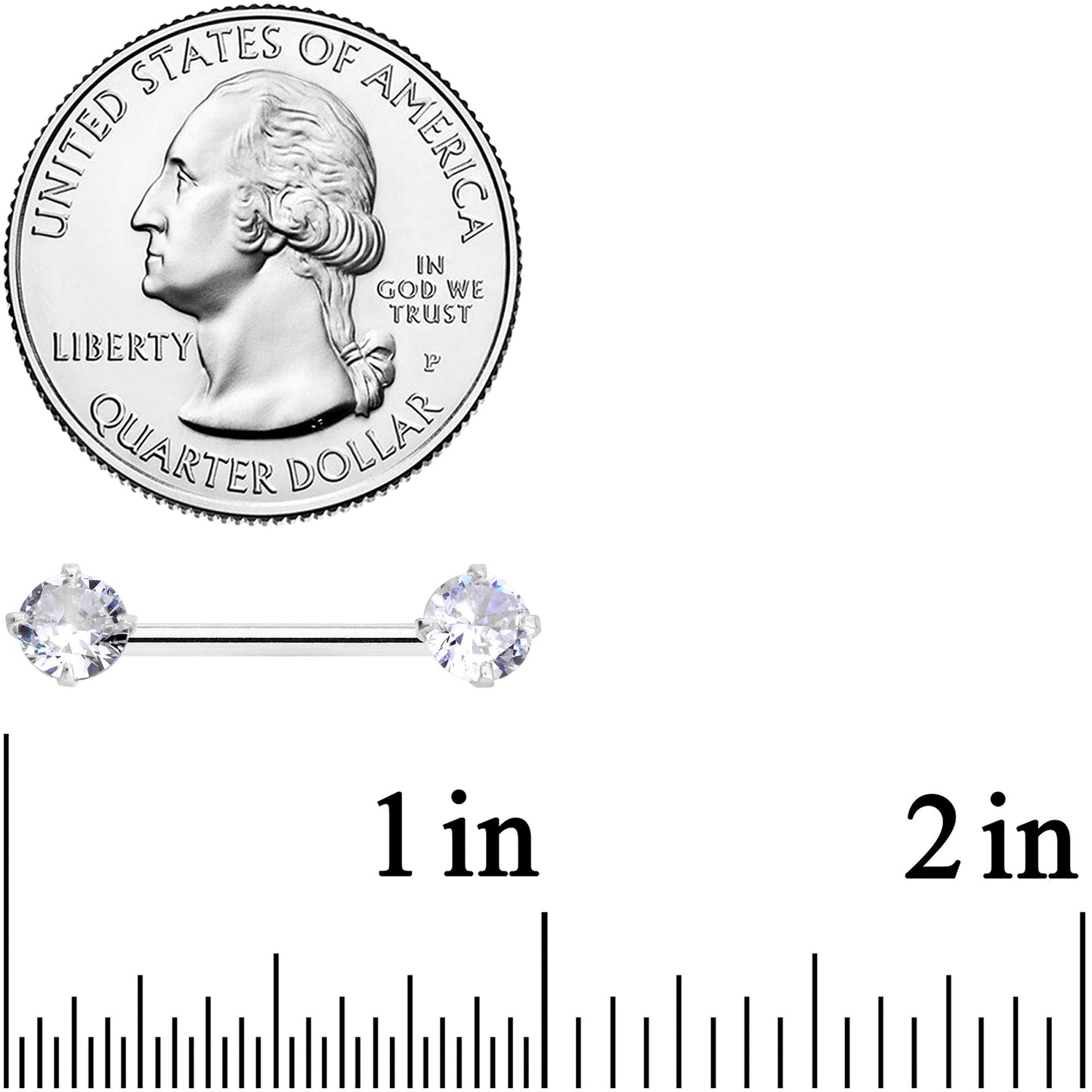 14G 9/16 Clear CZ Gem Threadless Barbell Nipple Ring Set