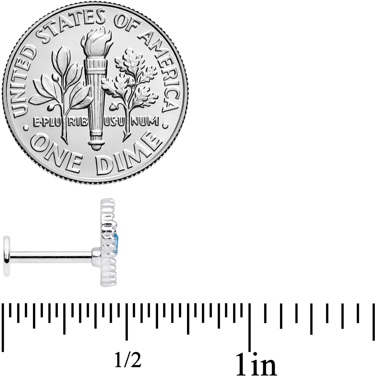 16G 5/16 Aqua Gem Alien Labret Monroe Tragus