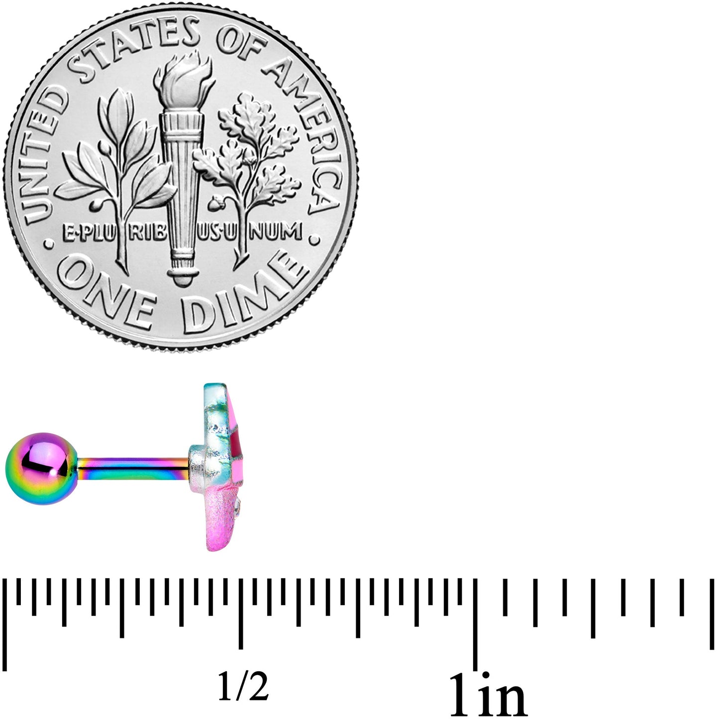 16G 1/4 Clear Gem Rainbow Ice Cream Cone Cartilage Tragus