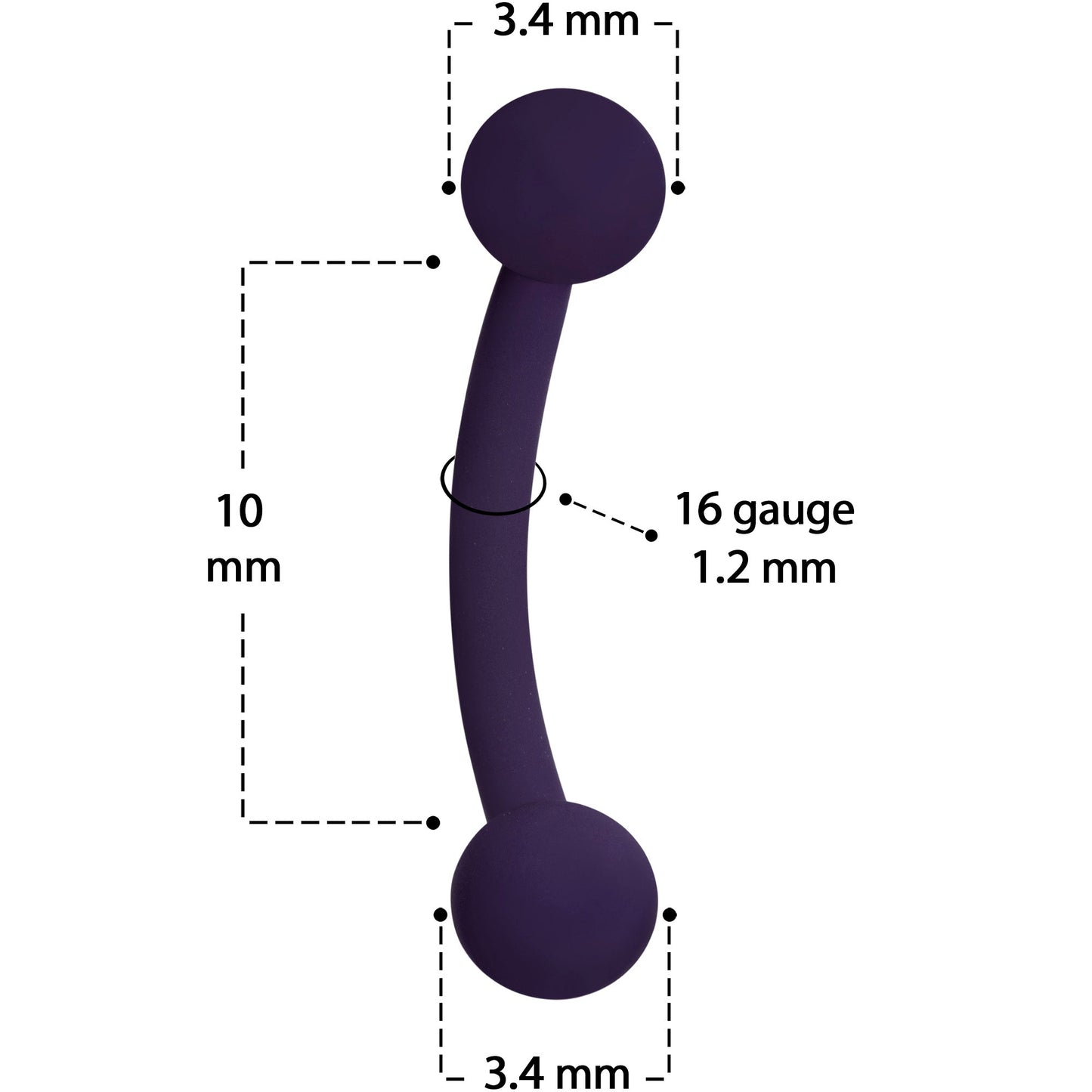 16G 5/16 Dark Purple Acrylic Matte Curved Eyebrow Ring